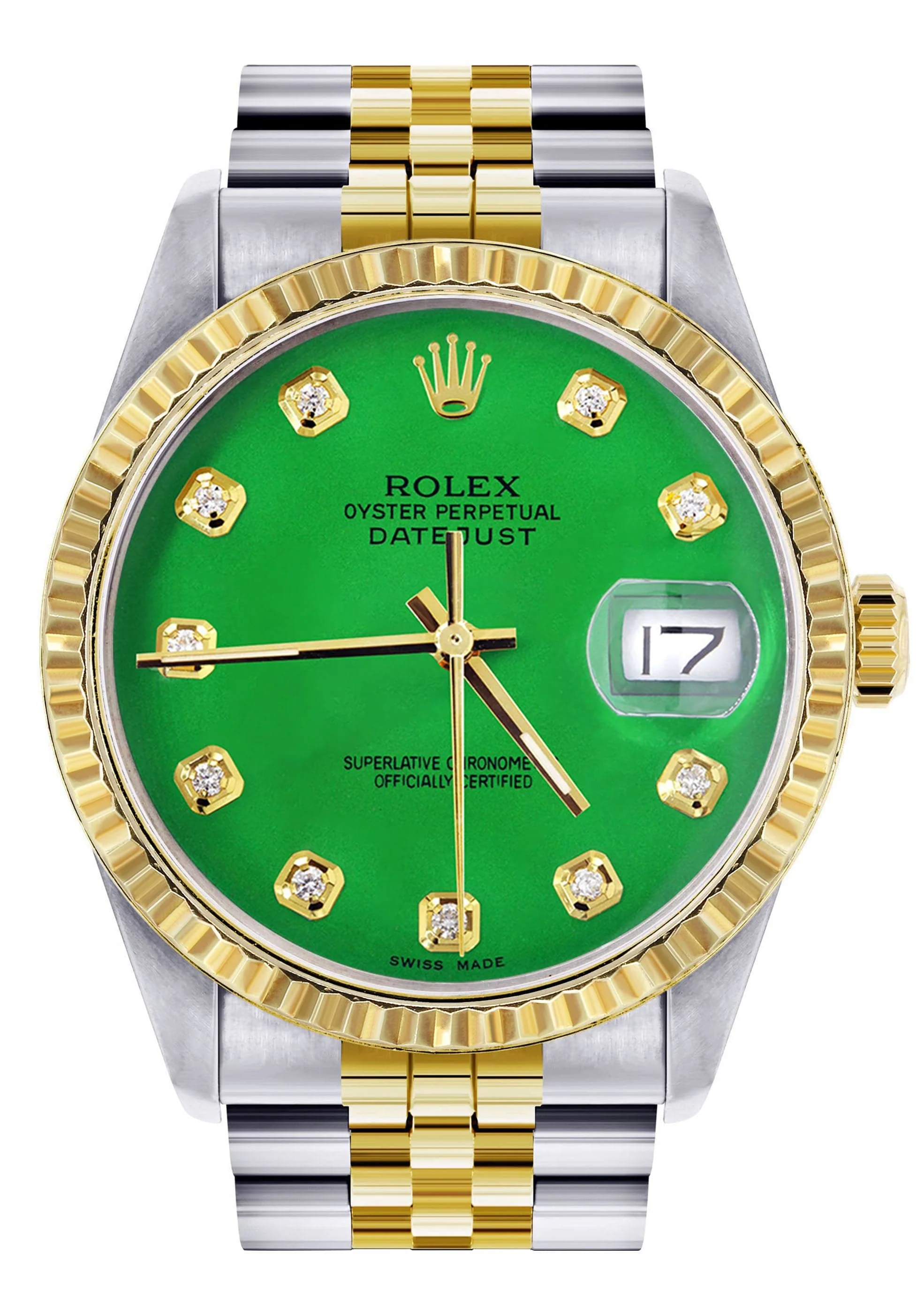 Mens Rolex Datejust Watch 16233 Two Tone | 36Mm | Green Dial | Jubilee Band