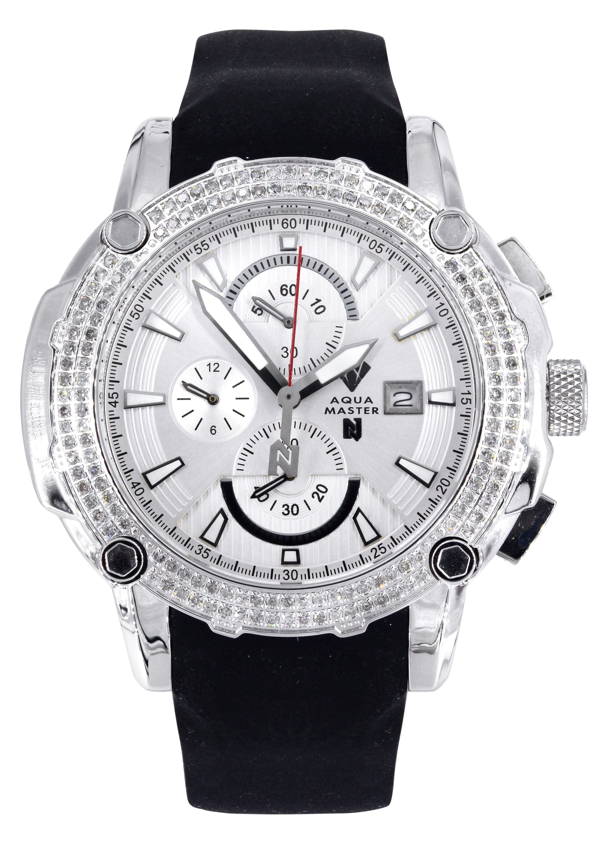 Mens White Gold Tone Diamond Watch | Appx. 1.6 Carats