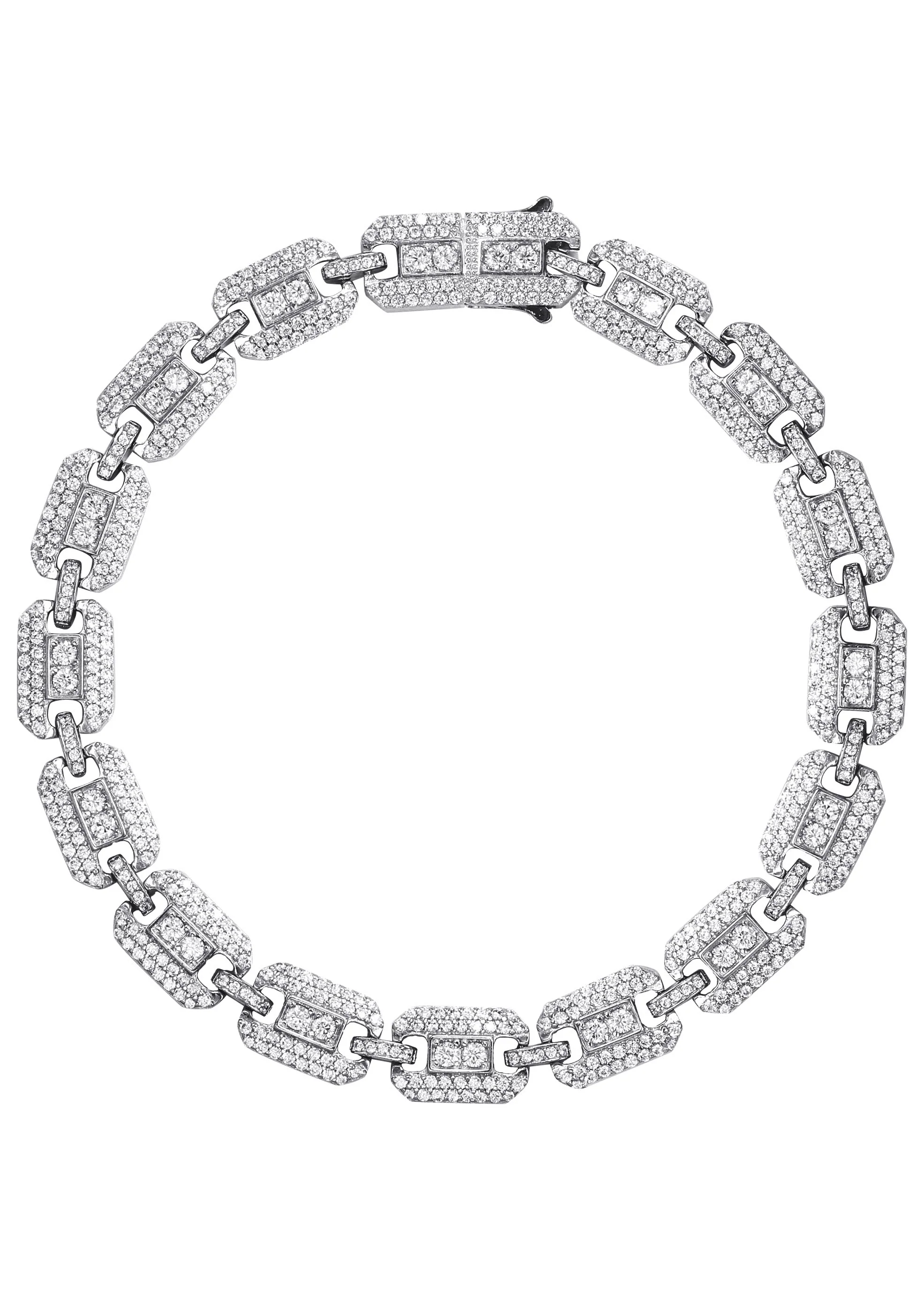 Silver White Ice Square Link Bracelet