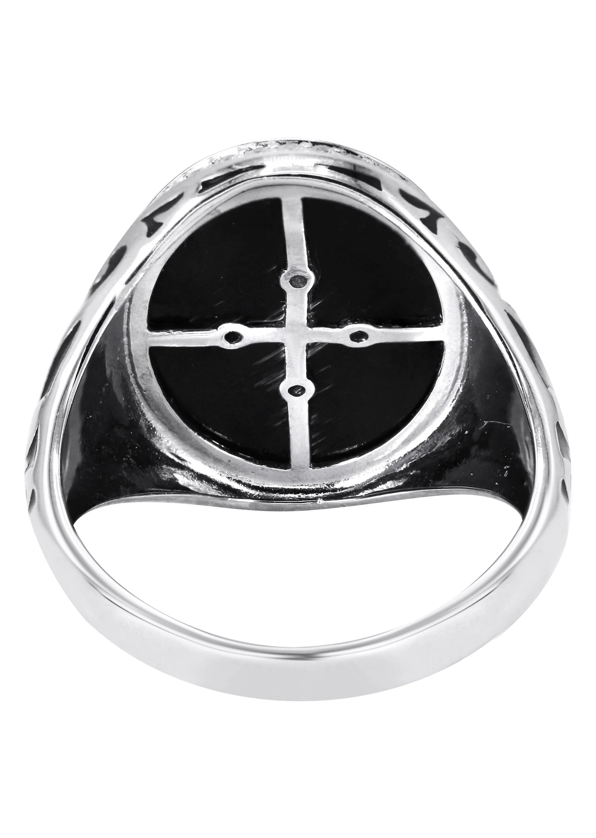Mens Silver Round Onyx Signet Ring | Appx 7 Grams - Image 3