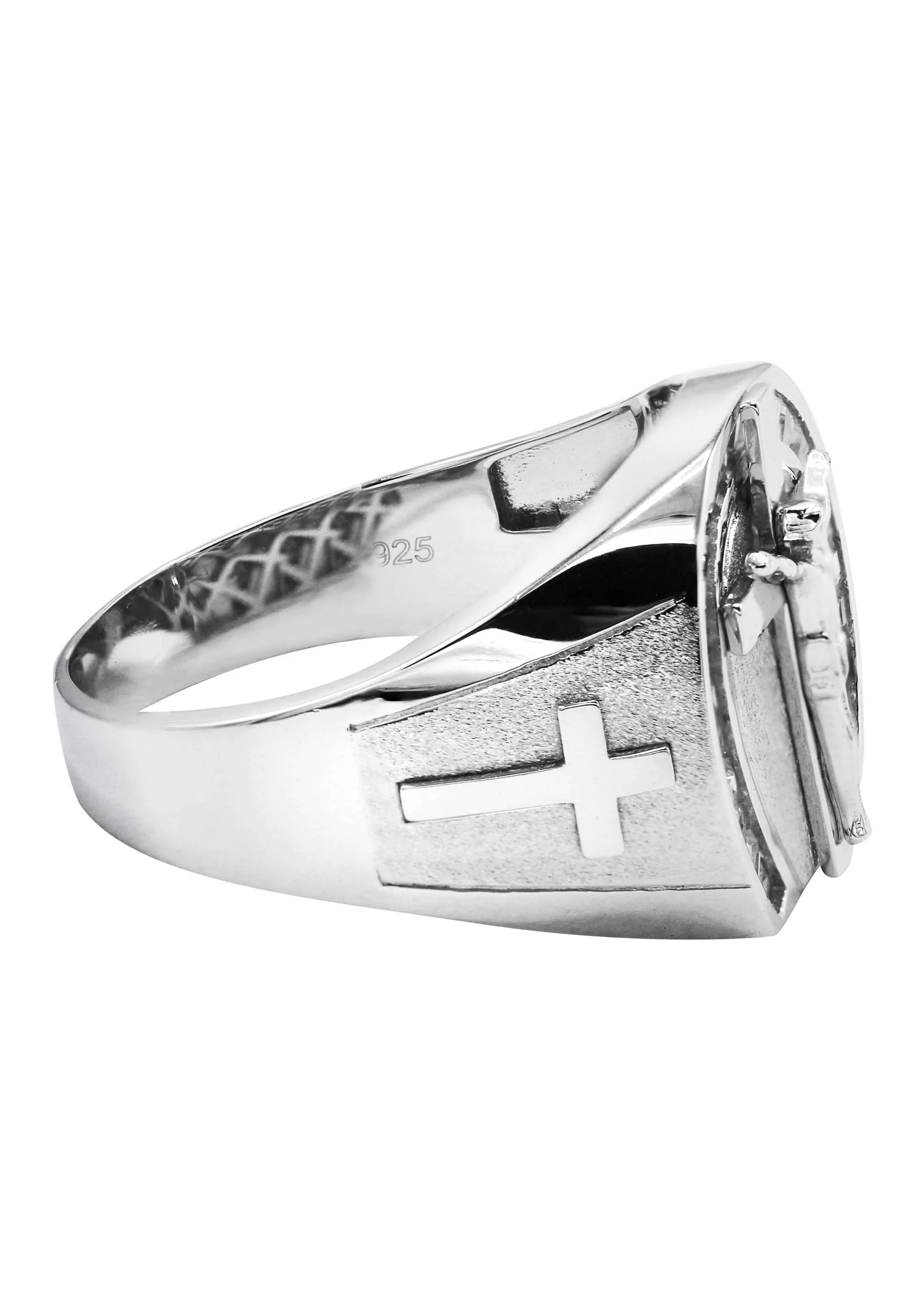 Mens Silver CZ Jesus Ring | Appx 7.6 Grams - Image 2