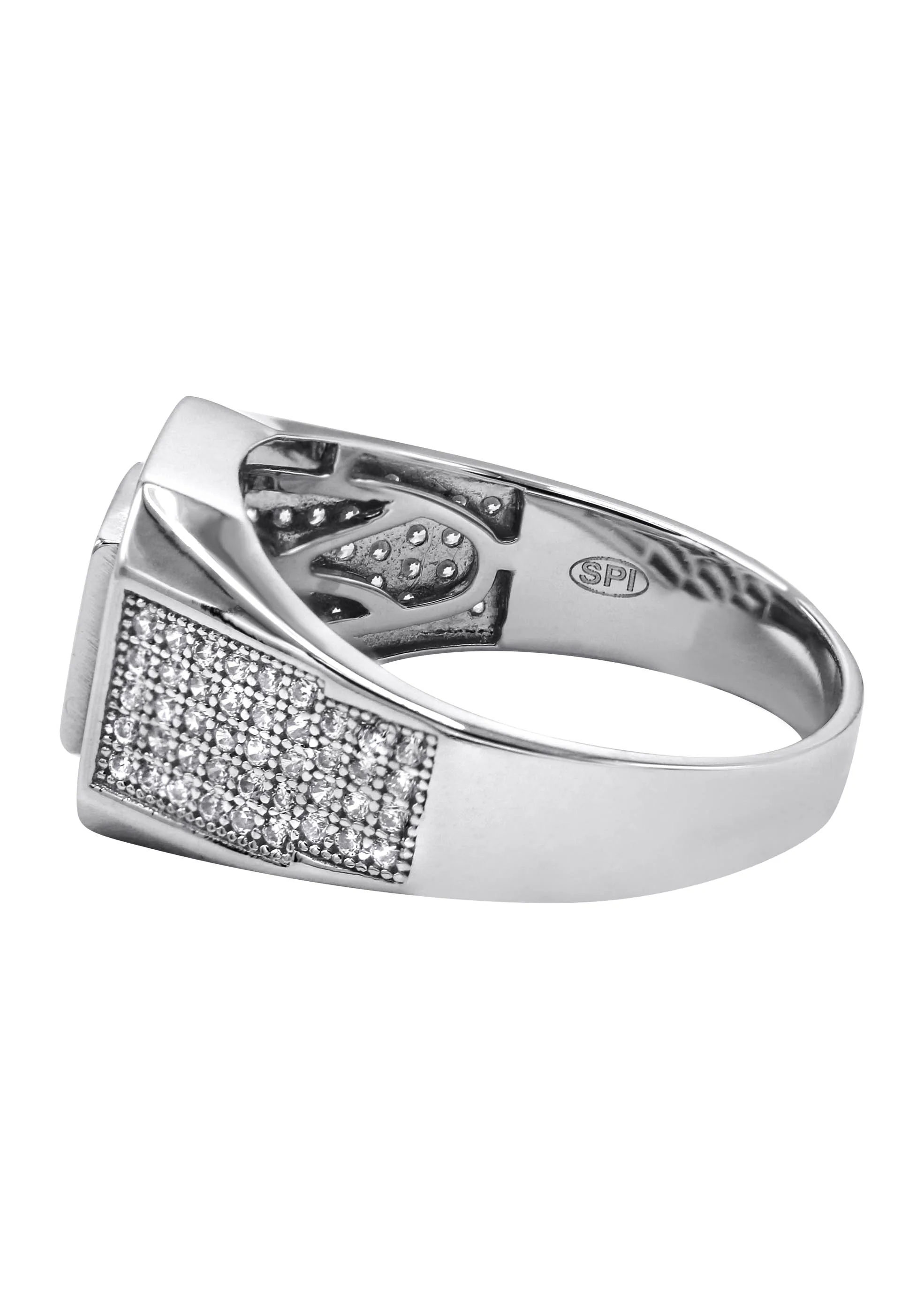 Mens Silver CZ Baguette Signet Ring | Appx 5.5 Grams - Image 2