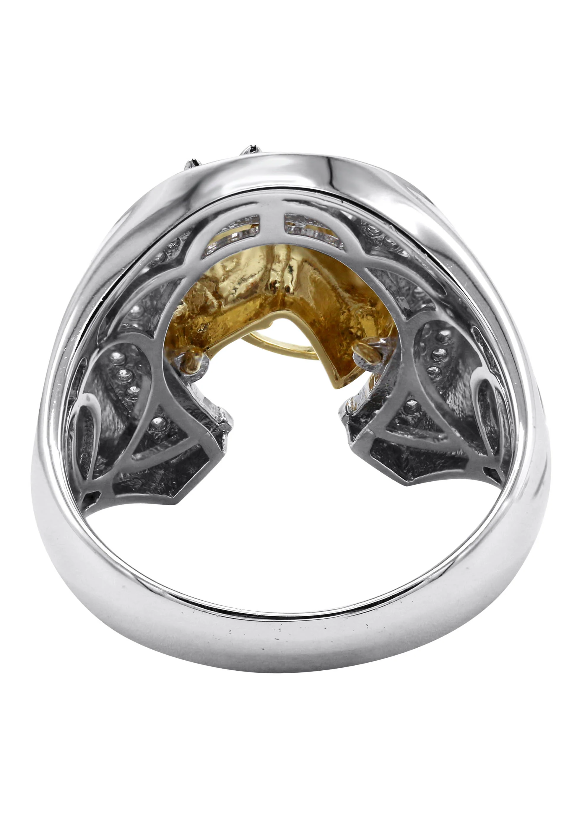 Mens Silver CZ Gold Horseshoe Ring | Appx 8.6 Grams - Image 3