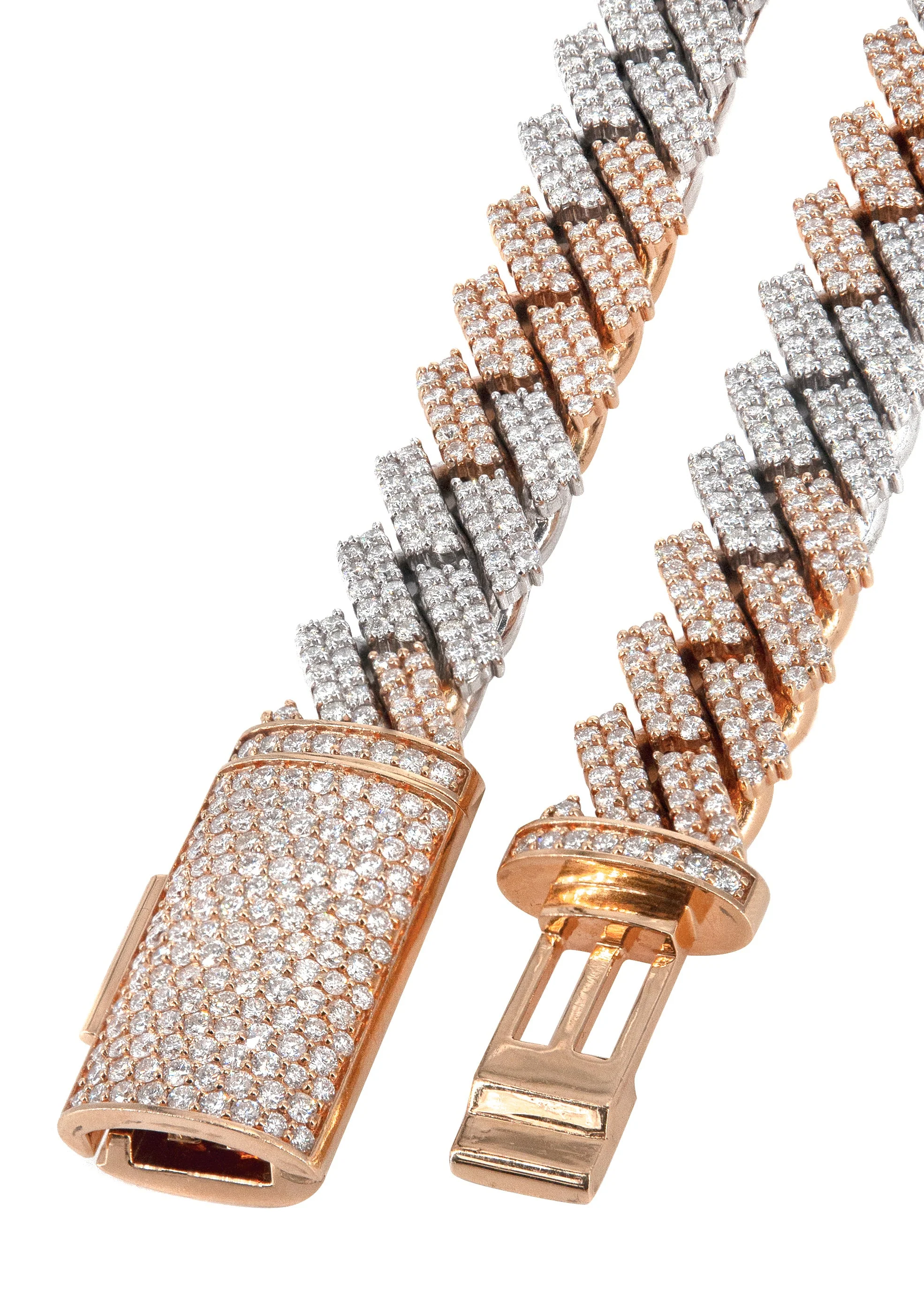 Two Tone Iced Out Lab Grown VVS Diamond Prong Cuban Link Chain 10K/14K - Image 2