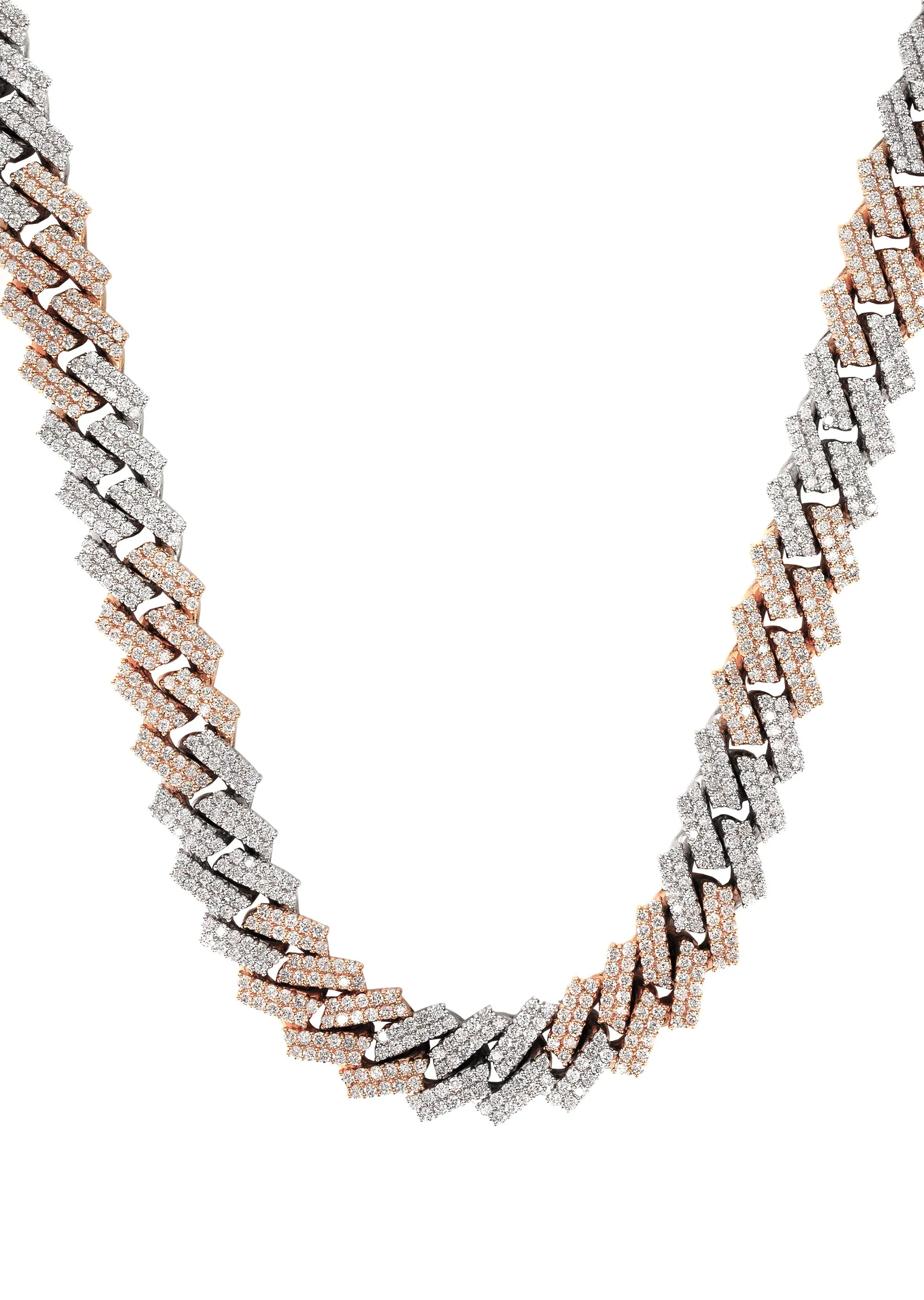 Two Tone Iced Out Lab Grown VVS Diamond Prong Cuban Link Chain 10K/14K - Image 3