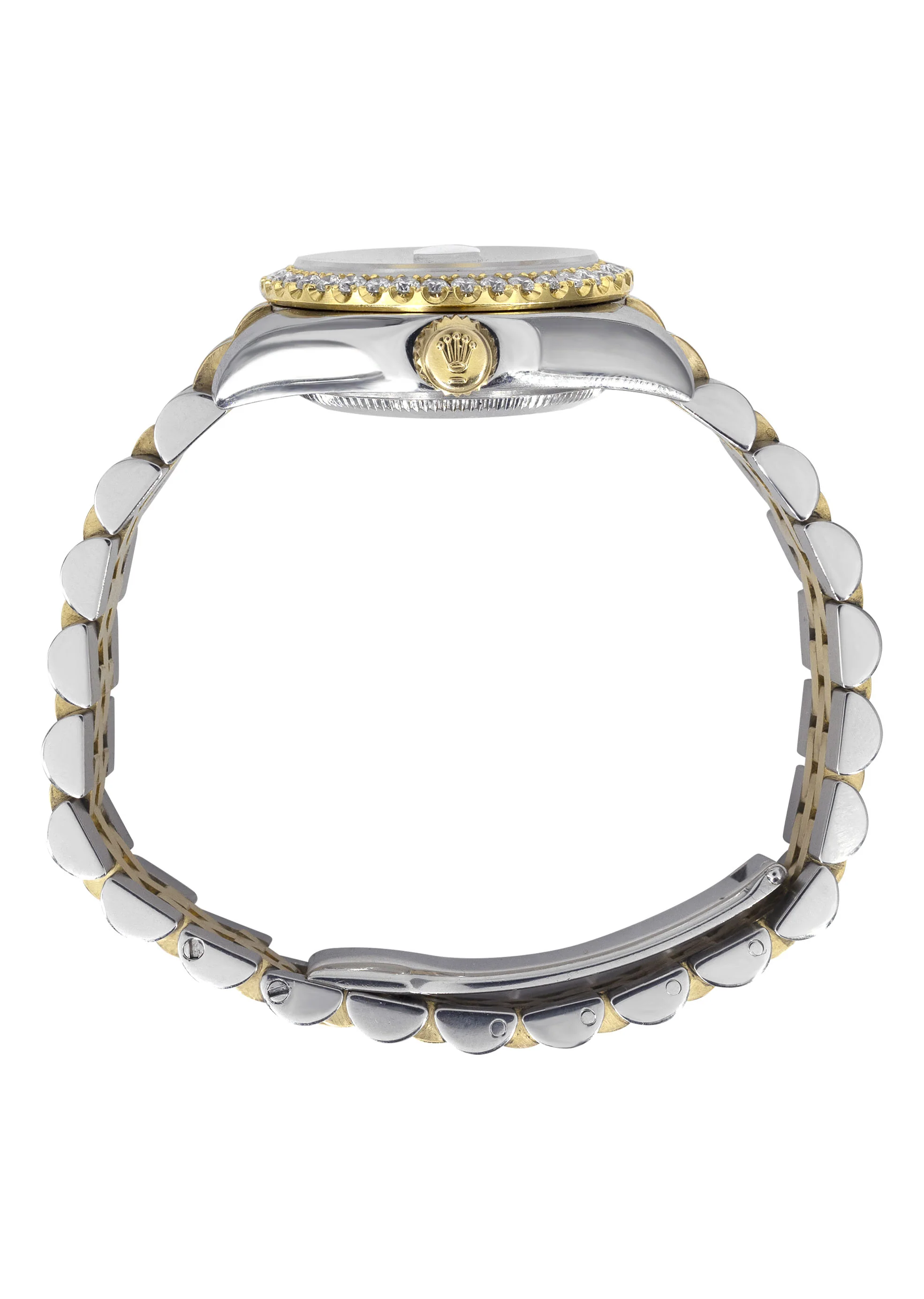 Womens Diamond Gold Hidden Clasp Rolex Watch | 1 Carat Bezel | 26Mm | Blue Dial | Jubilee Band | Model 179173 - Image 4