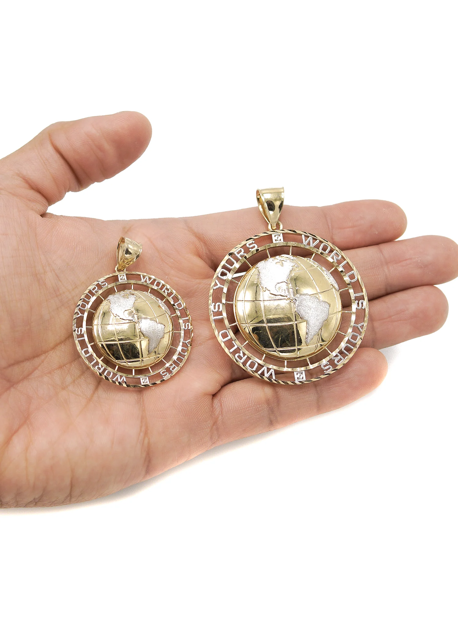 10KGold "World Is Yours" Pendant  Gold | Customizable Size - Image 3