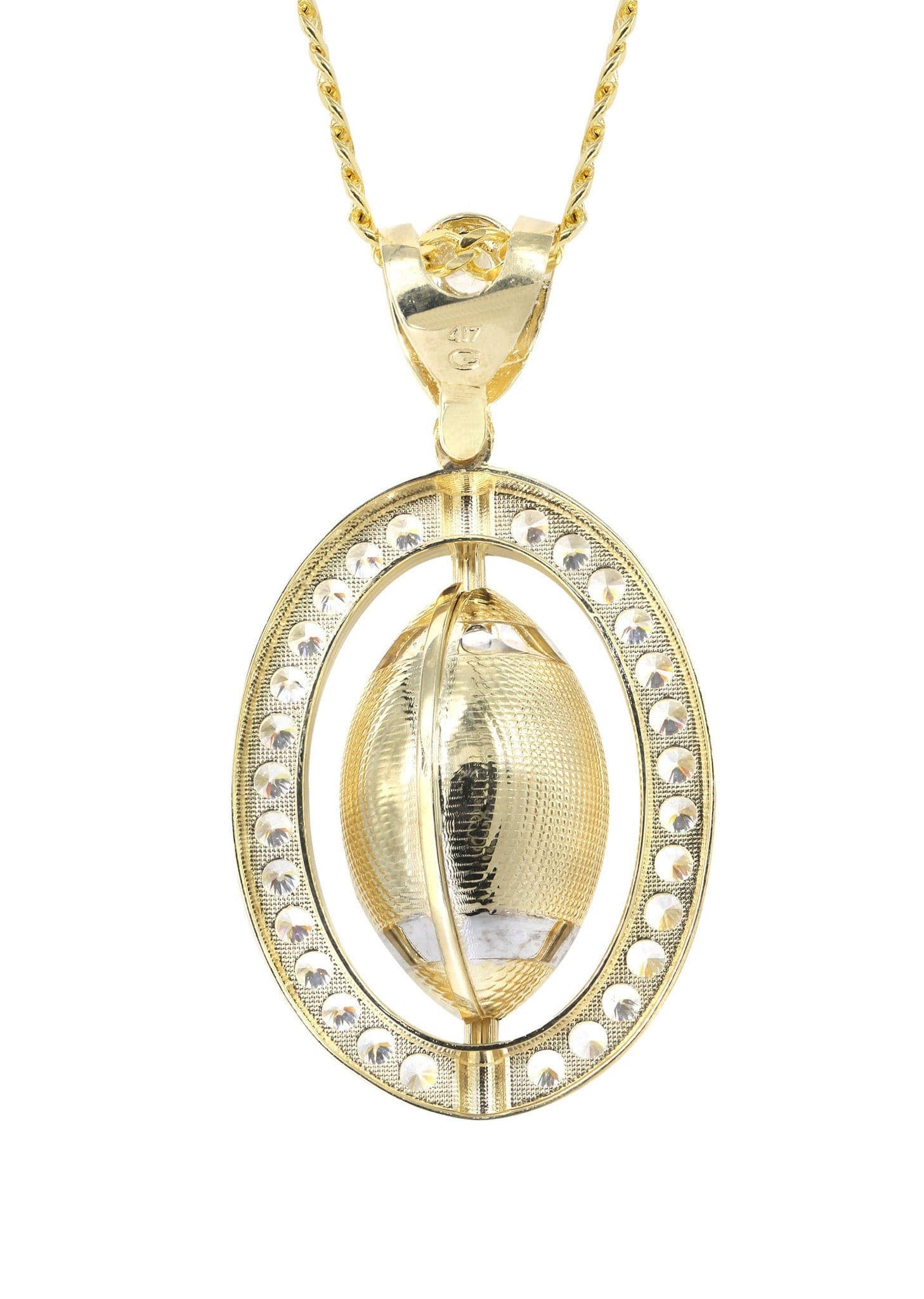 10K Yellow Gold Football Necklace | Appx. 43.1 Grams - Image 3