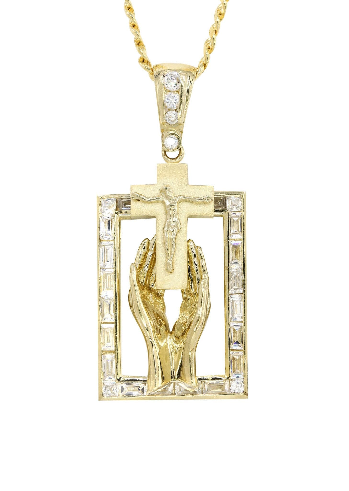 10K Yellow Gold Praying Hands Pendnat | Appx. 33 Grams - Image 2