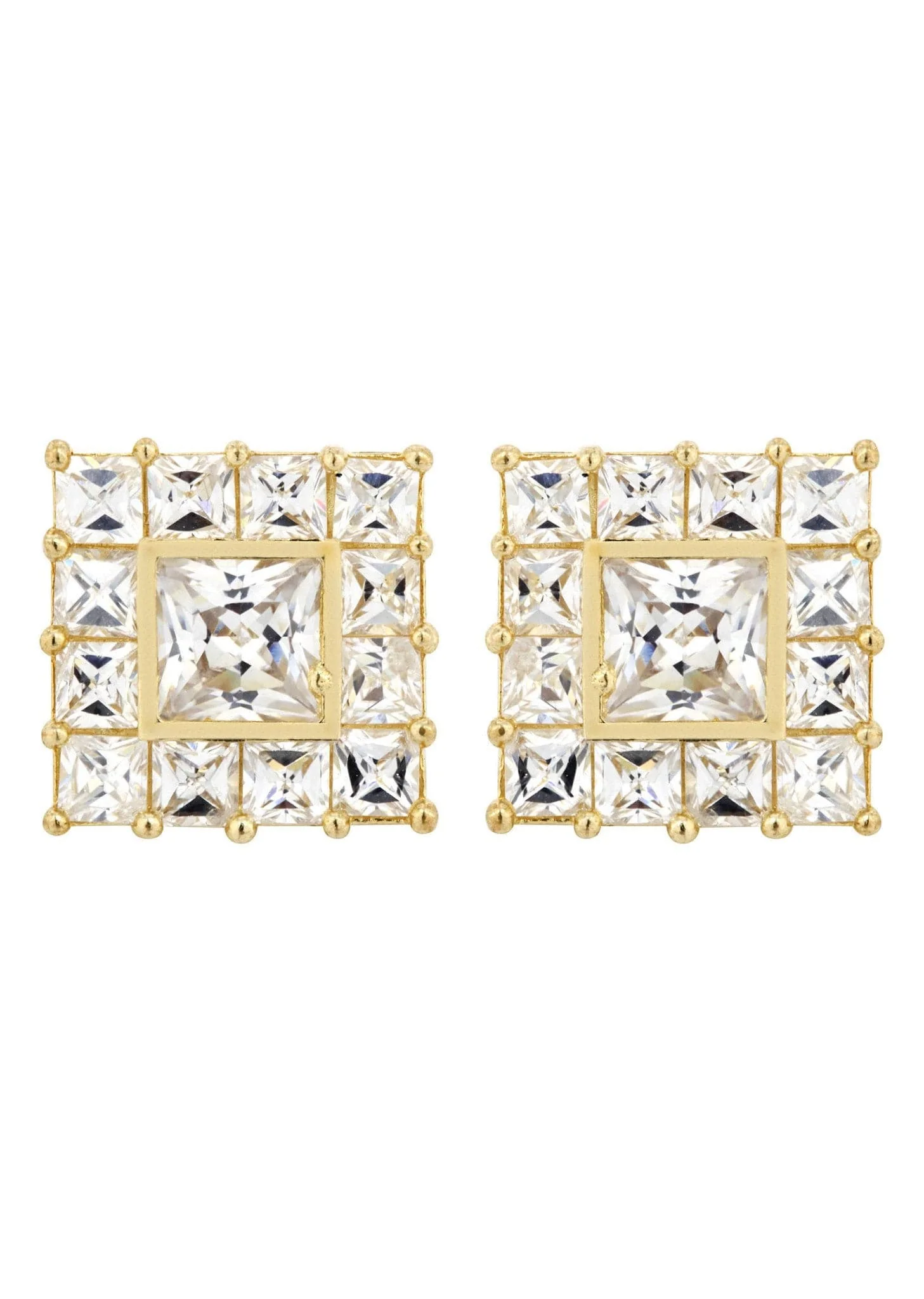 Cz 10K Yellow Gold Studs | Appx. Diamter 0.5 Inches