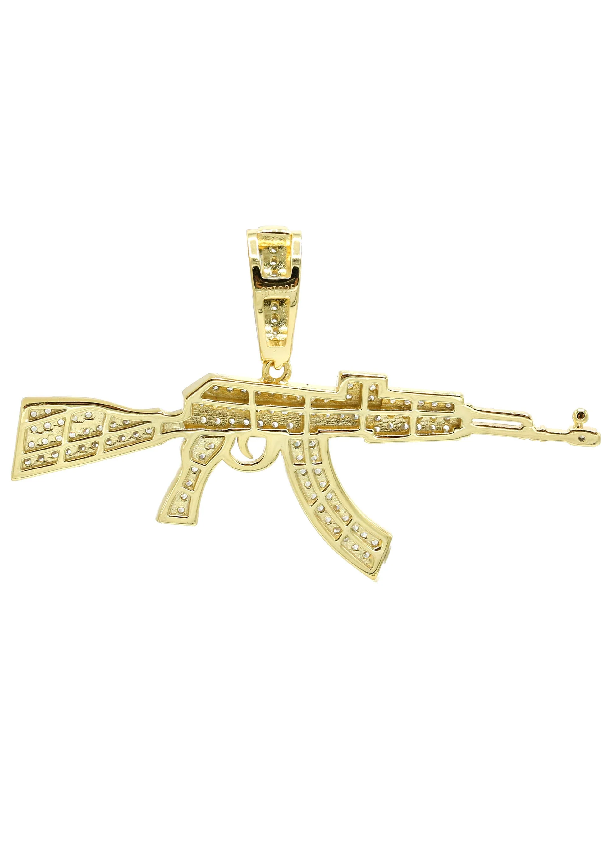 Silver Pendant - Gold Gun Pendant | Appx 5.2 Grams - Image 2