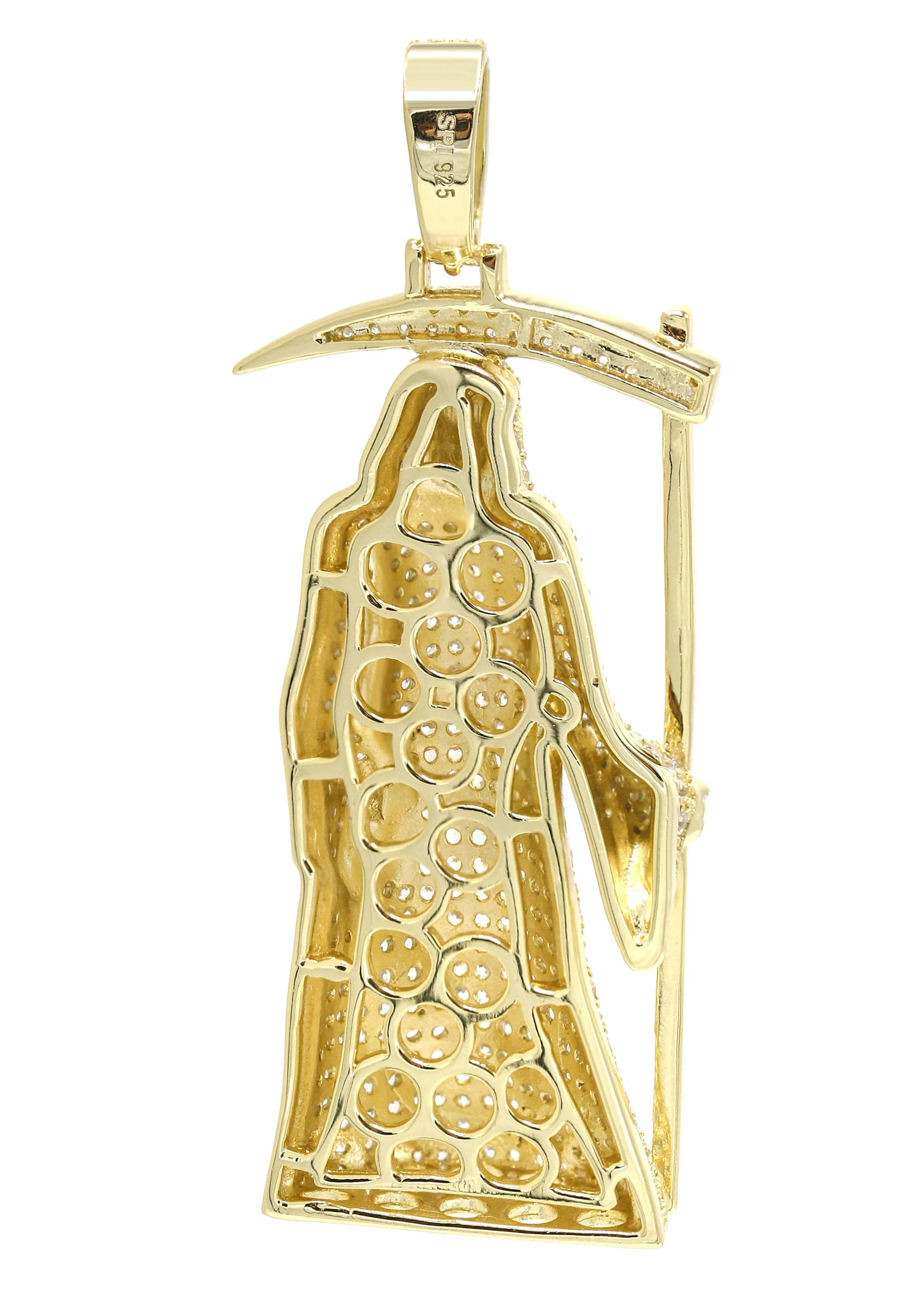 Silver Pendant - Gold Santa Muerte Pendant | Appx 15.5 Grams - Image 2