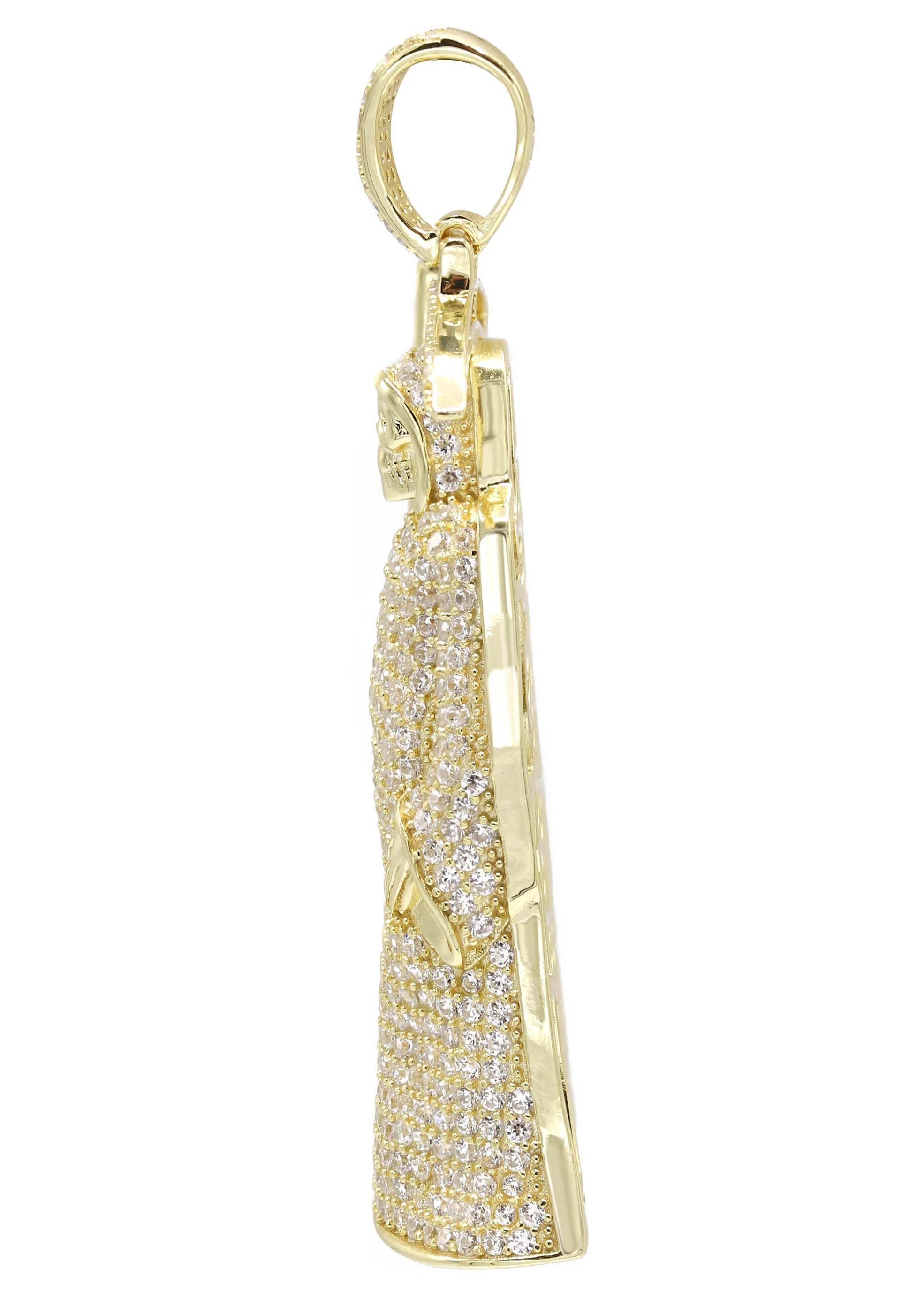 Silver Pendant - Gold Santa Muerte Pendant | Appx 15.5 Grams - Image 3