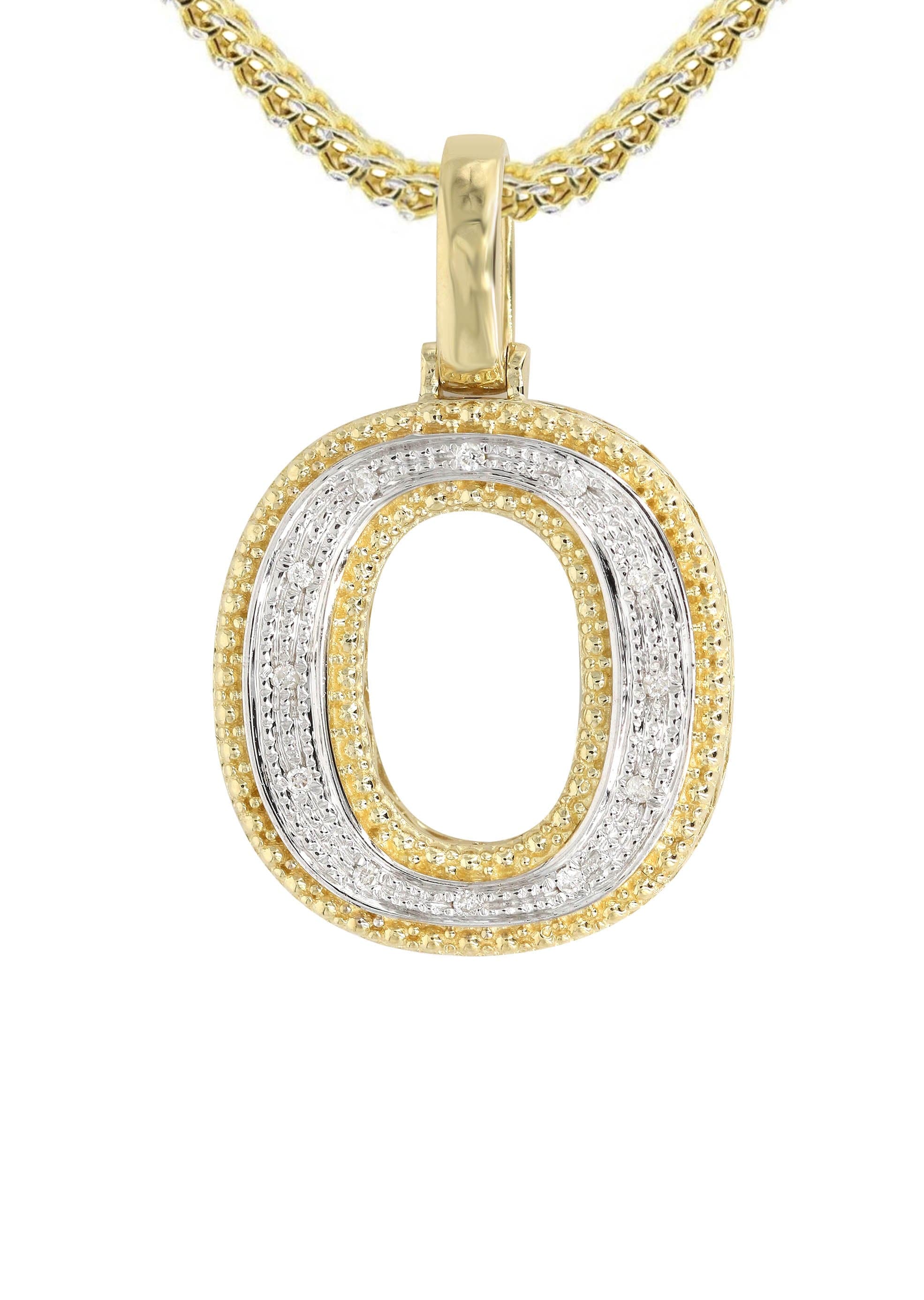 Diamond 10K Yellow Gold Letter "O" Necklace | Appx. 13.8 Grams - Image 2