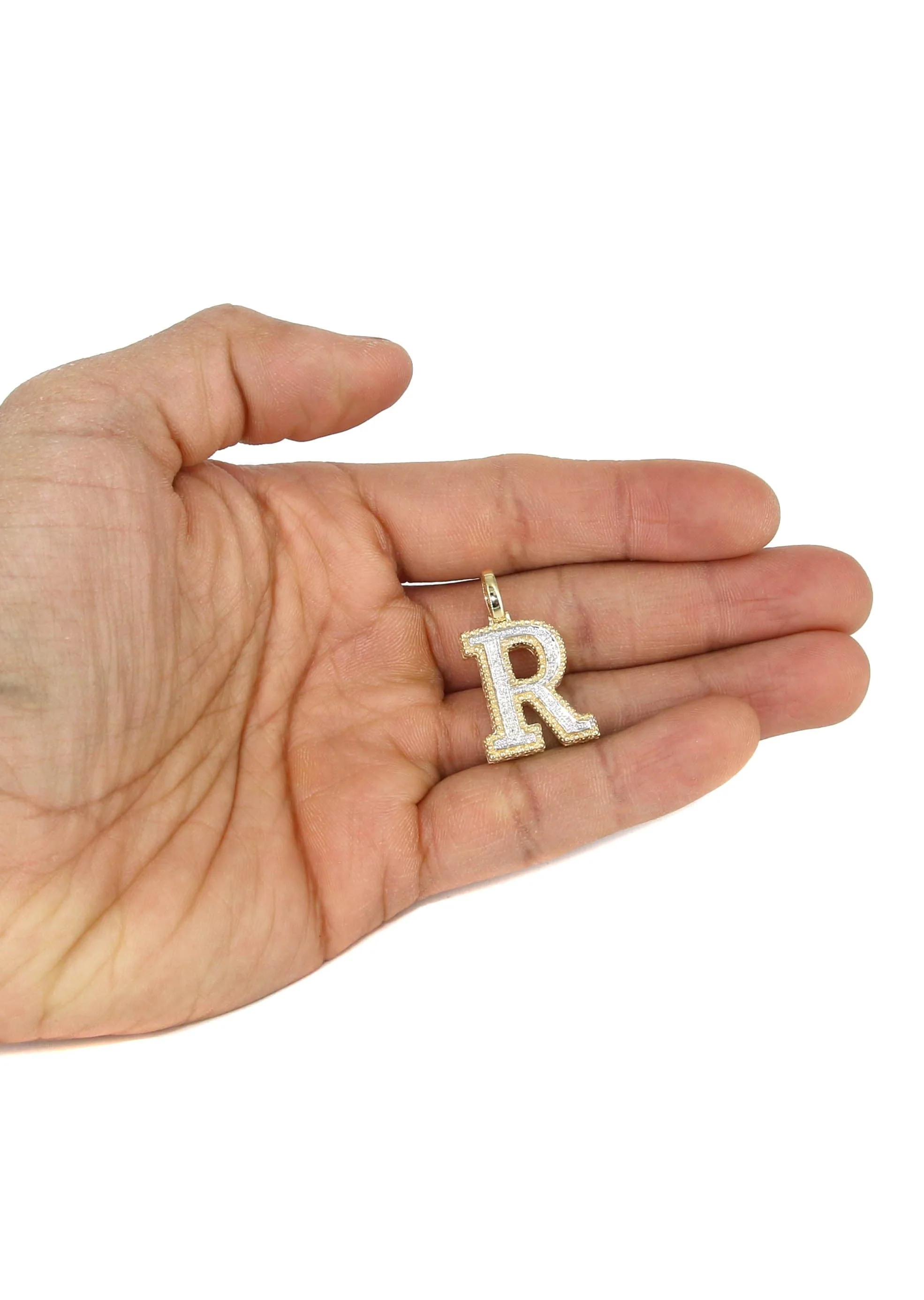 Diamond 10K Yellow Gold Letter "R" Necklace | Appx. 14.3 Grams - Image 5