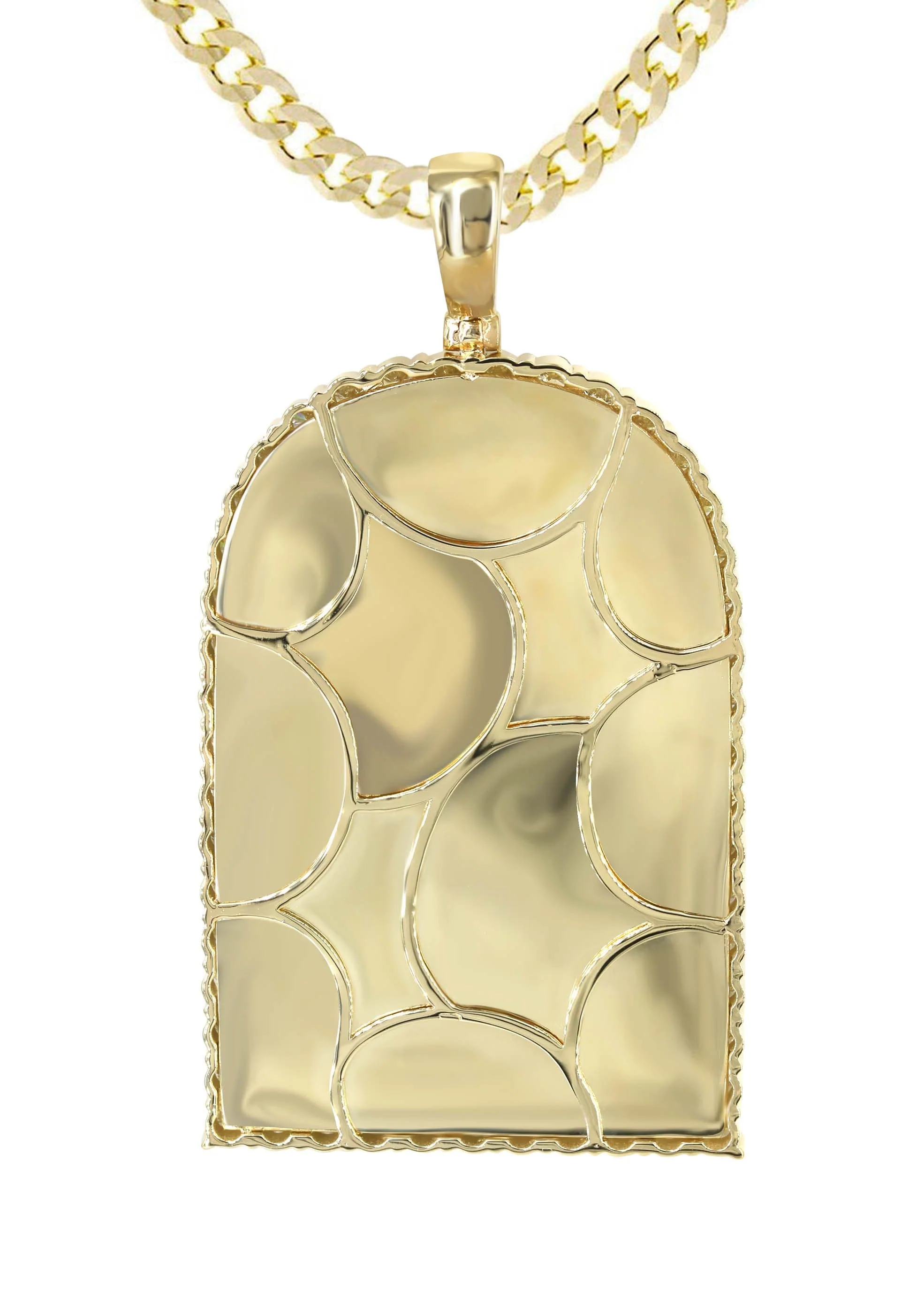 Diamond 10K Yellow Gold Large Headstone Picture Pendant Necklace | 4.63 Carats | Appx. 29 Grams - Image 3