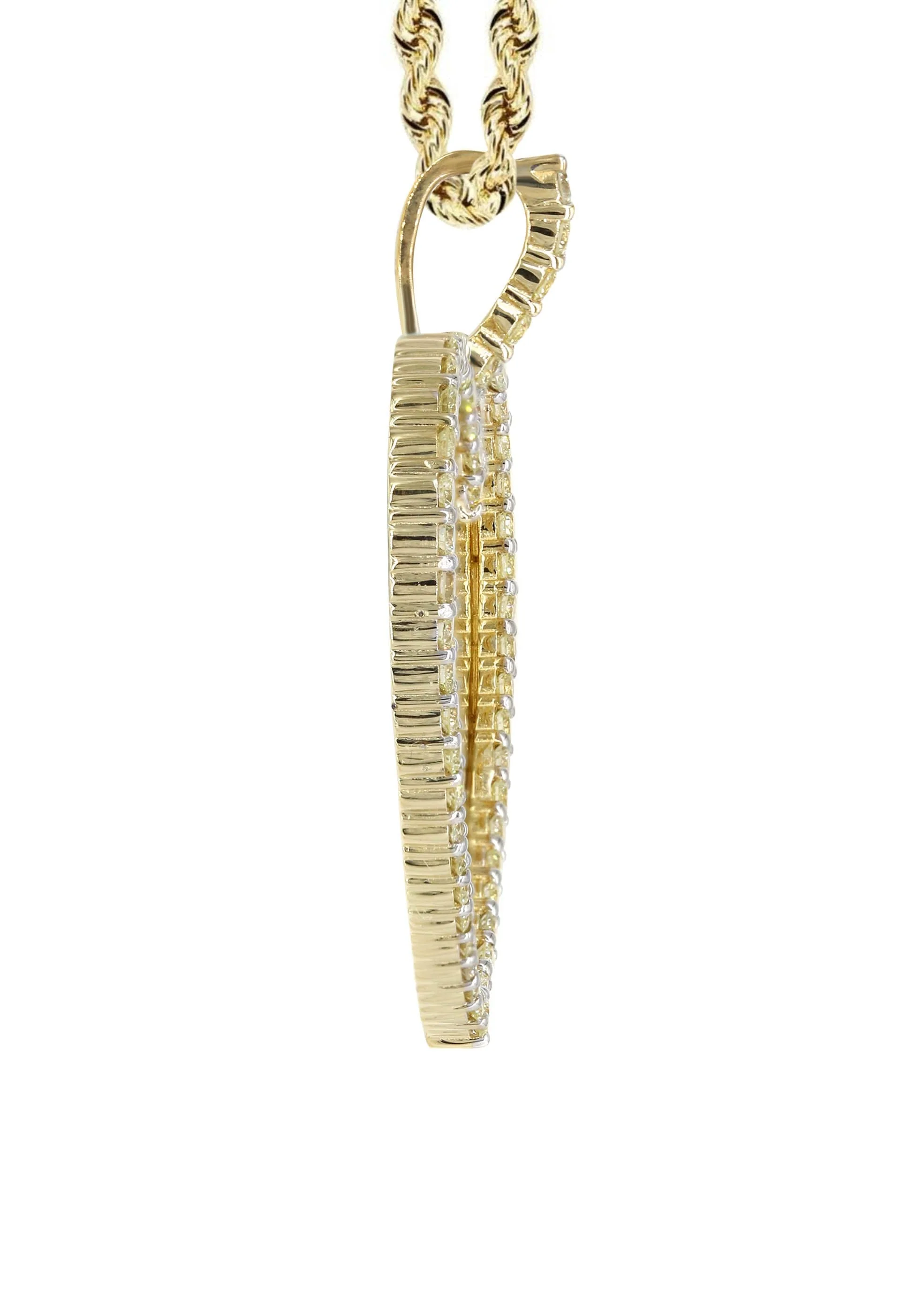 Diamond 10K Yellow Gold Medium Heart Picture Pendant Necklace | 1.83 Carats | Appx. 18 Grams - Image 4