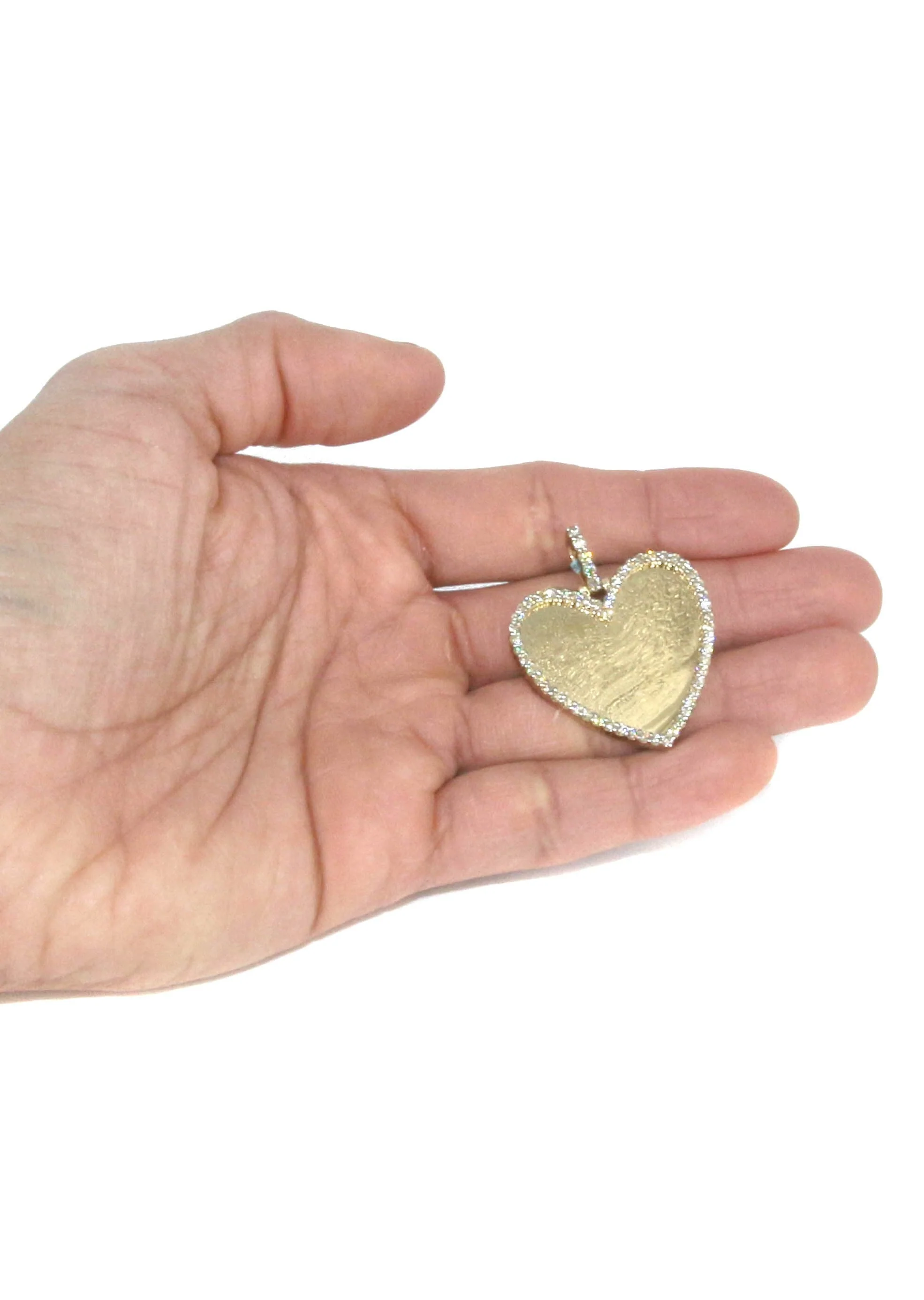 Diamond 10K Yellow Gold Medium Heart Picture Pendant Necklace | 1.83 Carats | Appx. 18 Grams - Image 5