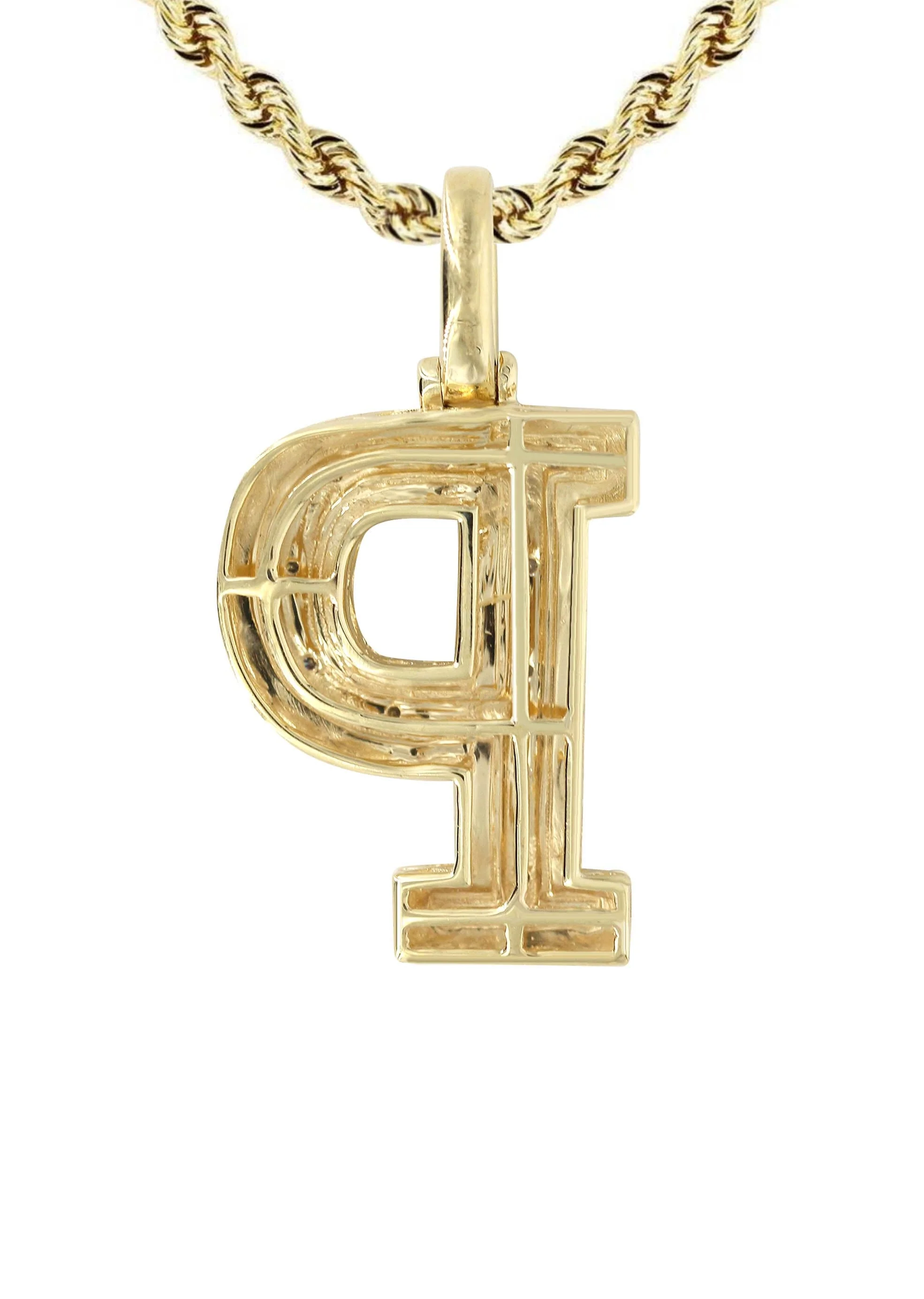 Diamond 10K Yellow Gold Letter "P" Necklace | Appx. 13.5 Grams - Image 3