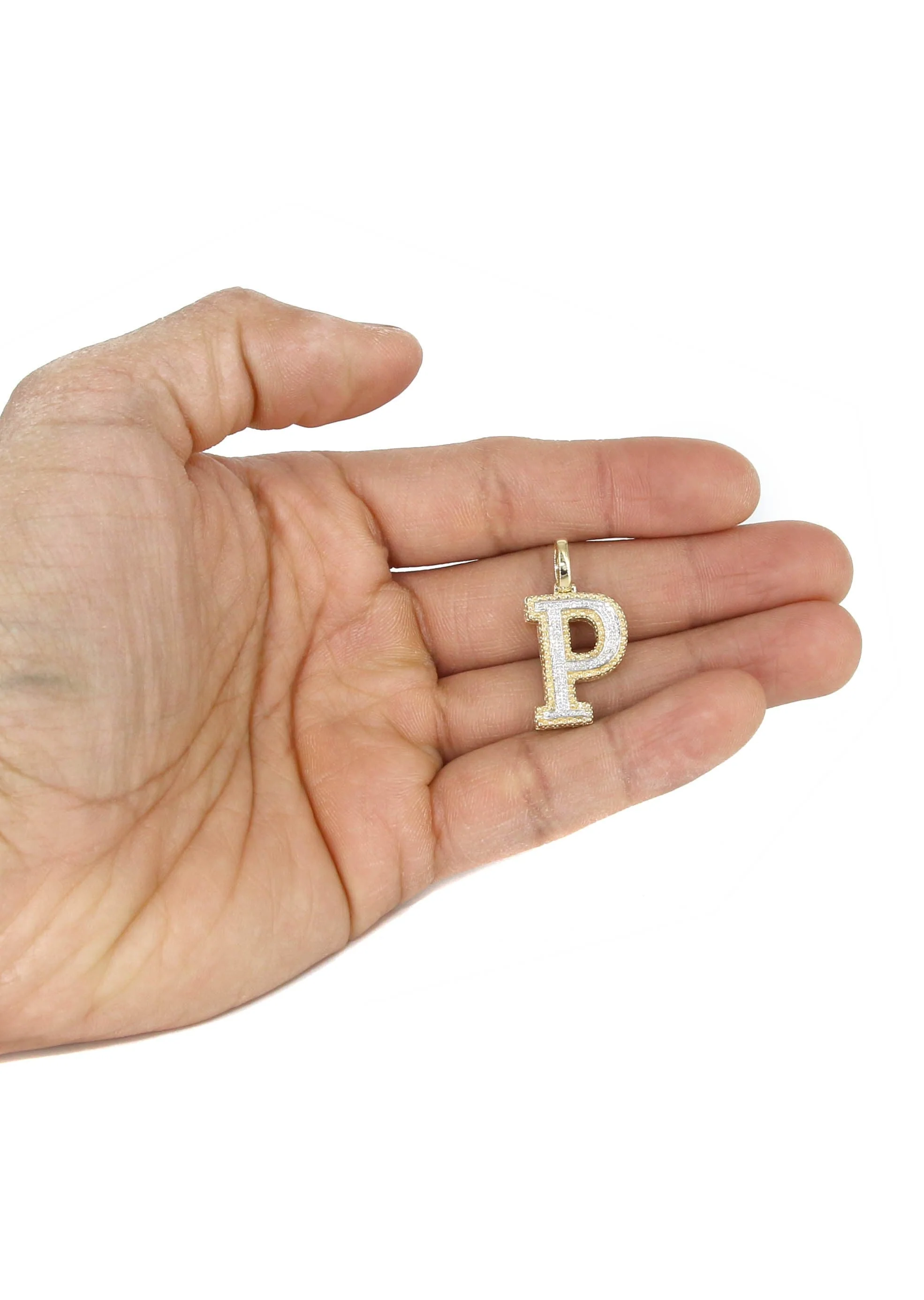 Diamond 10K Yellow Gold Letter "P" Necklace | Appx. 13.5 Grams - Image 5