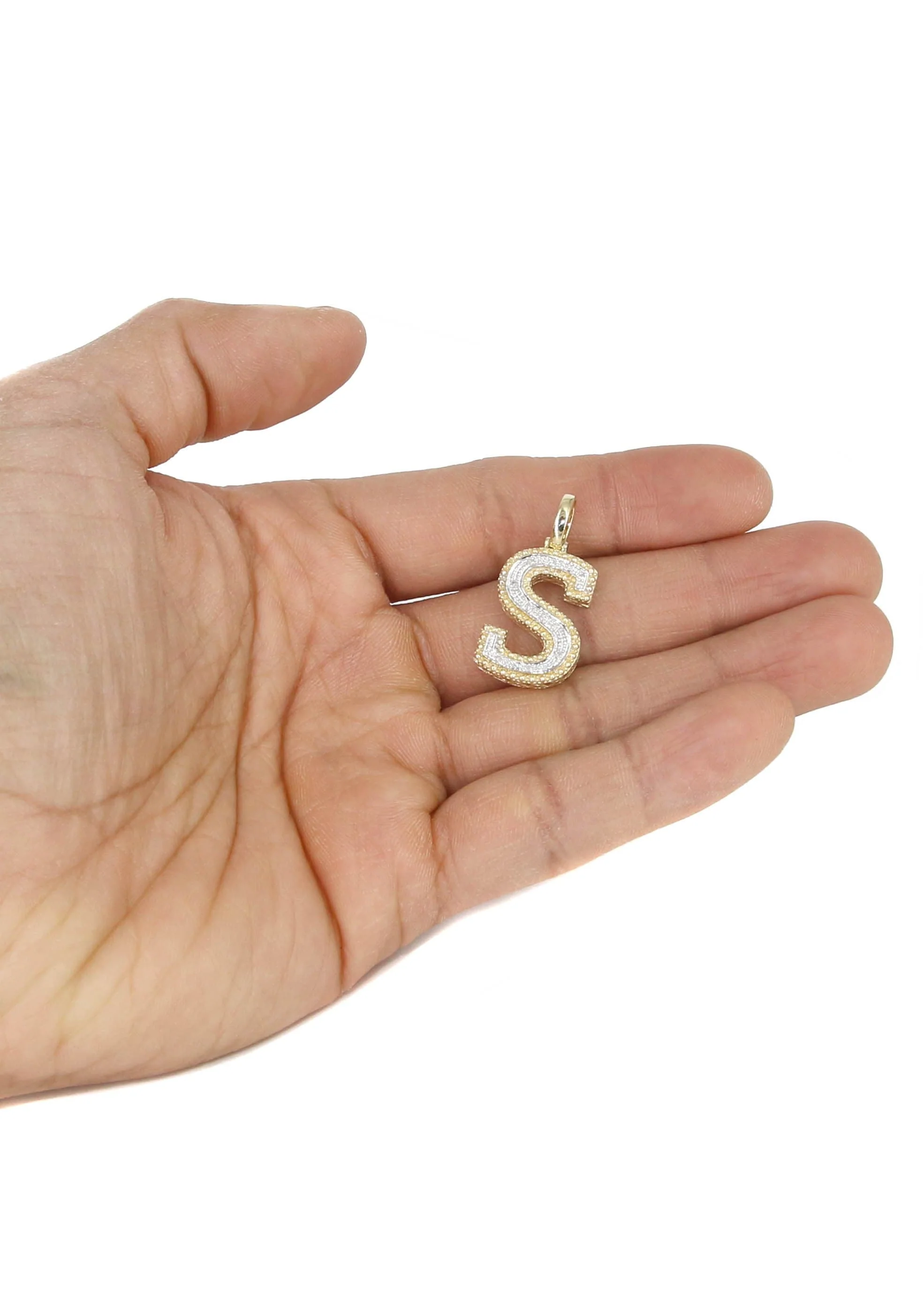 Diamond 10K Yellow Gold Letter "S" Necklace | Appx. 13.5 Grams - Image 5