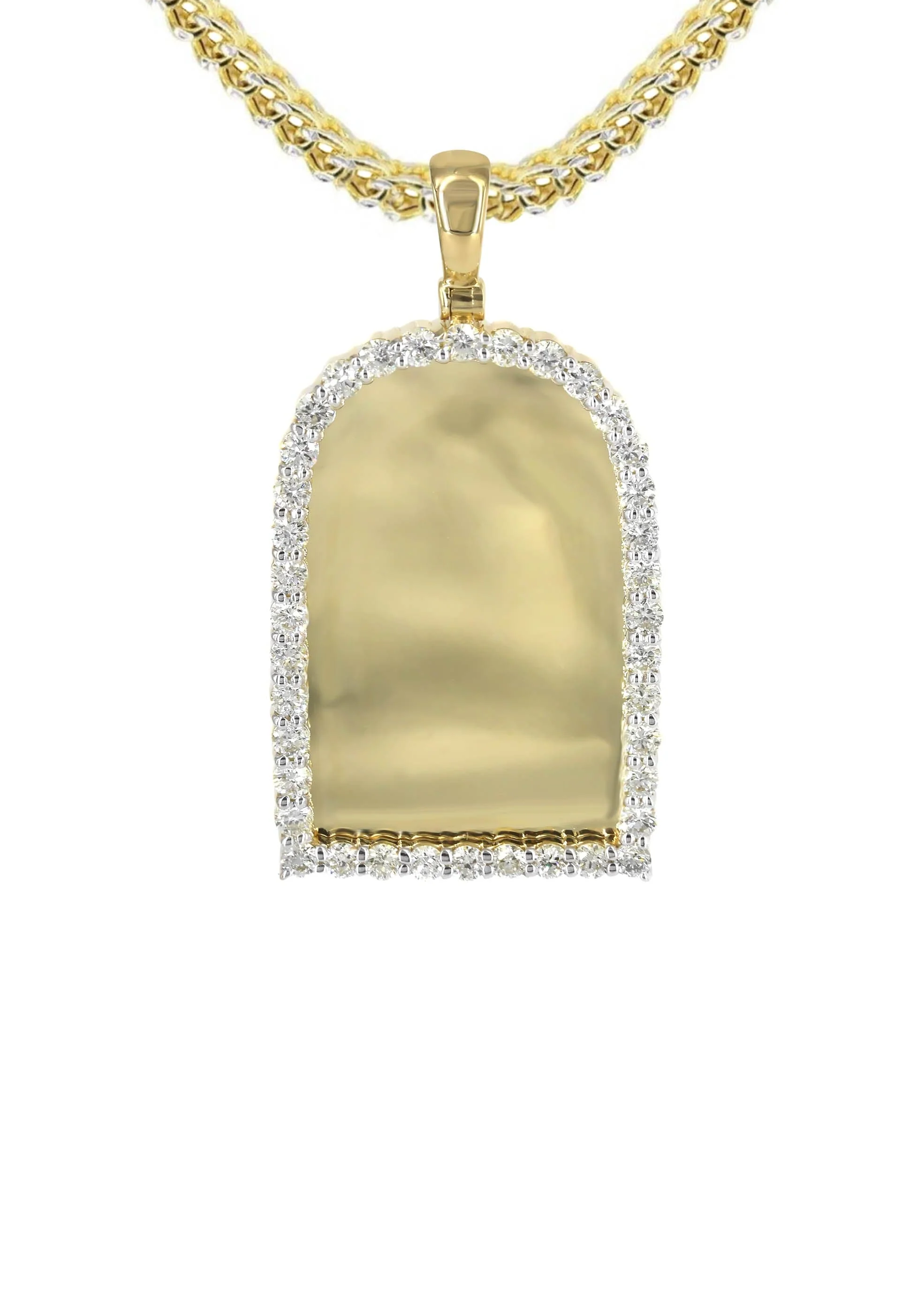 Diamond 10K Yellow Gold Small Headstone Picture Pendant Necklace | 1.88 Carats | Appx. 17 Grams - Image 2