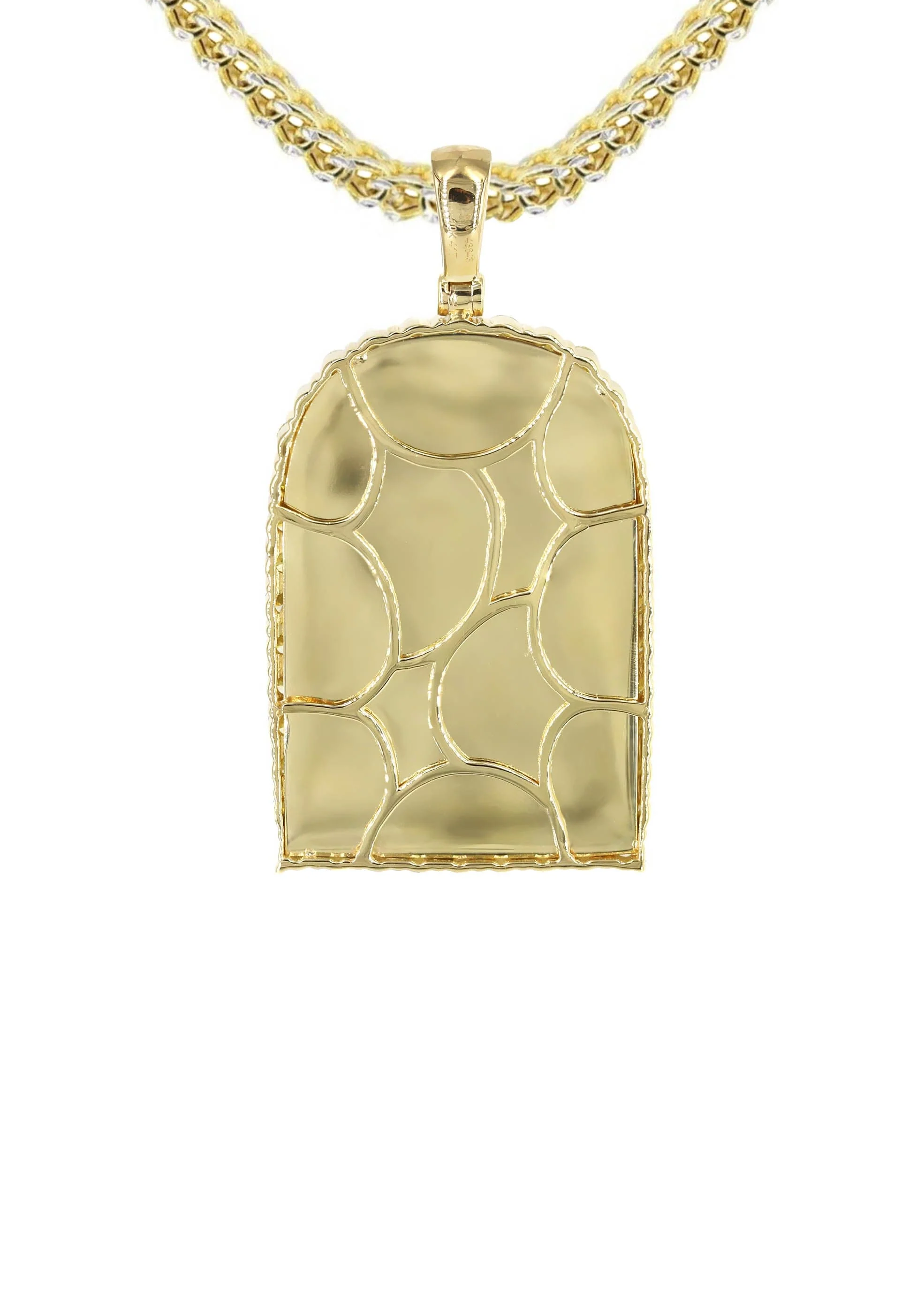 Diamond 10K Yellow Gold Small Headstone Picture Pendant Necklace | 1.88 Carats | Appx. 17 Grams - Image 3