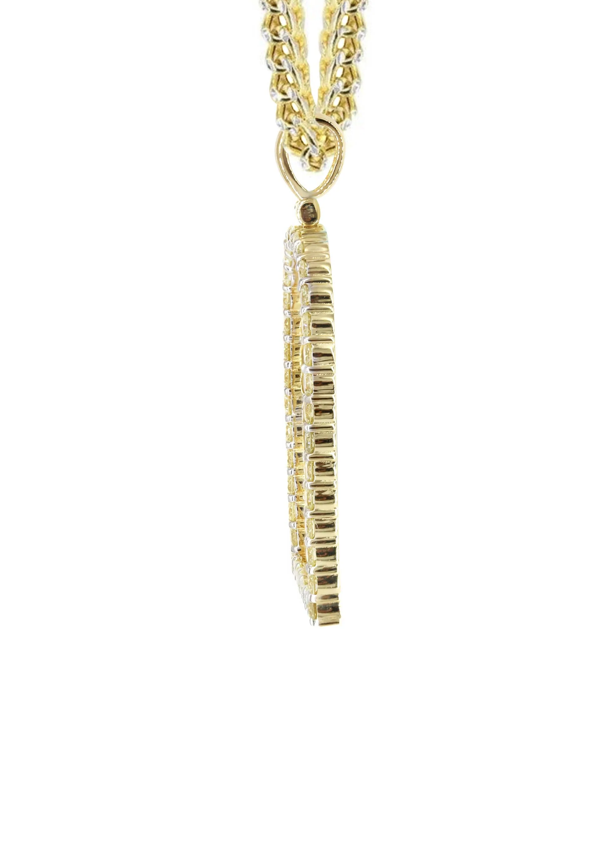 Diamond 10K Yellow Gold Small Headstone Picture Pendant Necklace | 1.88 Carats | Appx. 17 Grams - Image 4