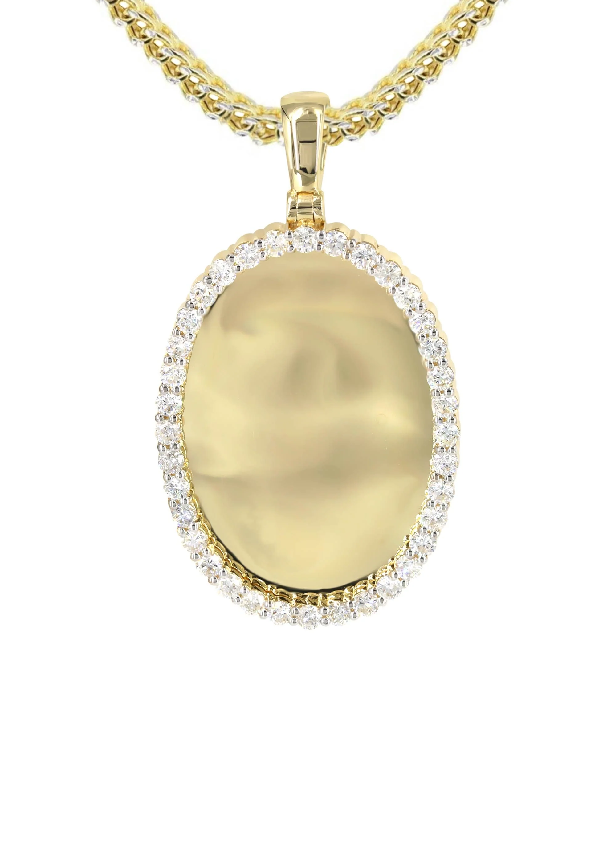 Diamond 10K Yellow Gold Small Oval Picture Pendant Necklace | 1.29 Carats | Appx. 17 Grams - Image 2