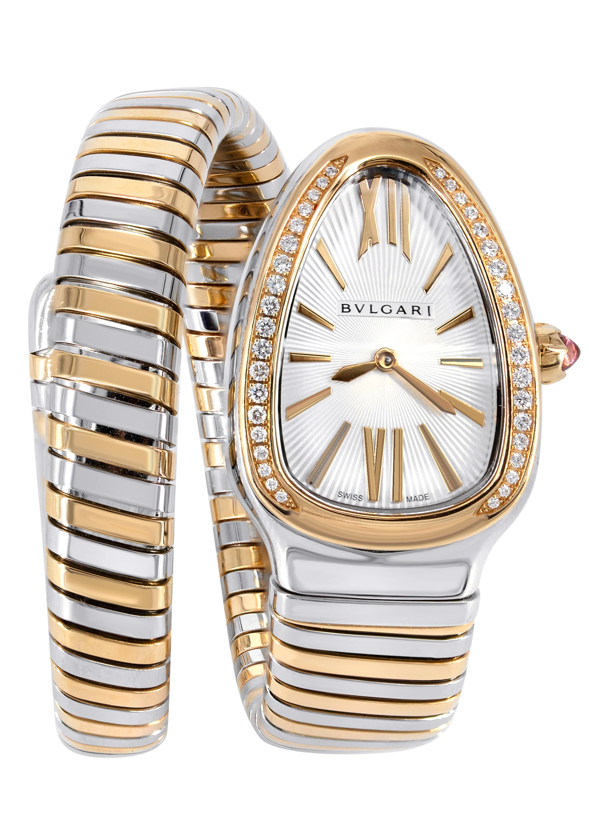 DIAMOND BVLGARI SERPENTI WATCH IN STAINLESS STEEL & ROSE GOLD
