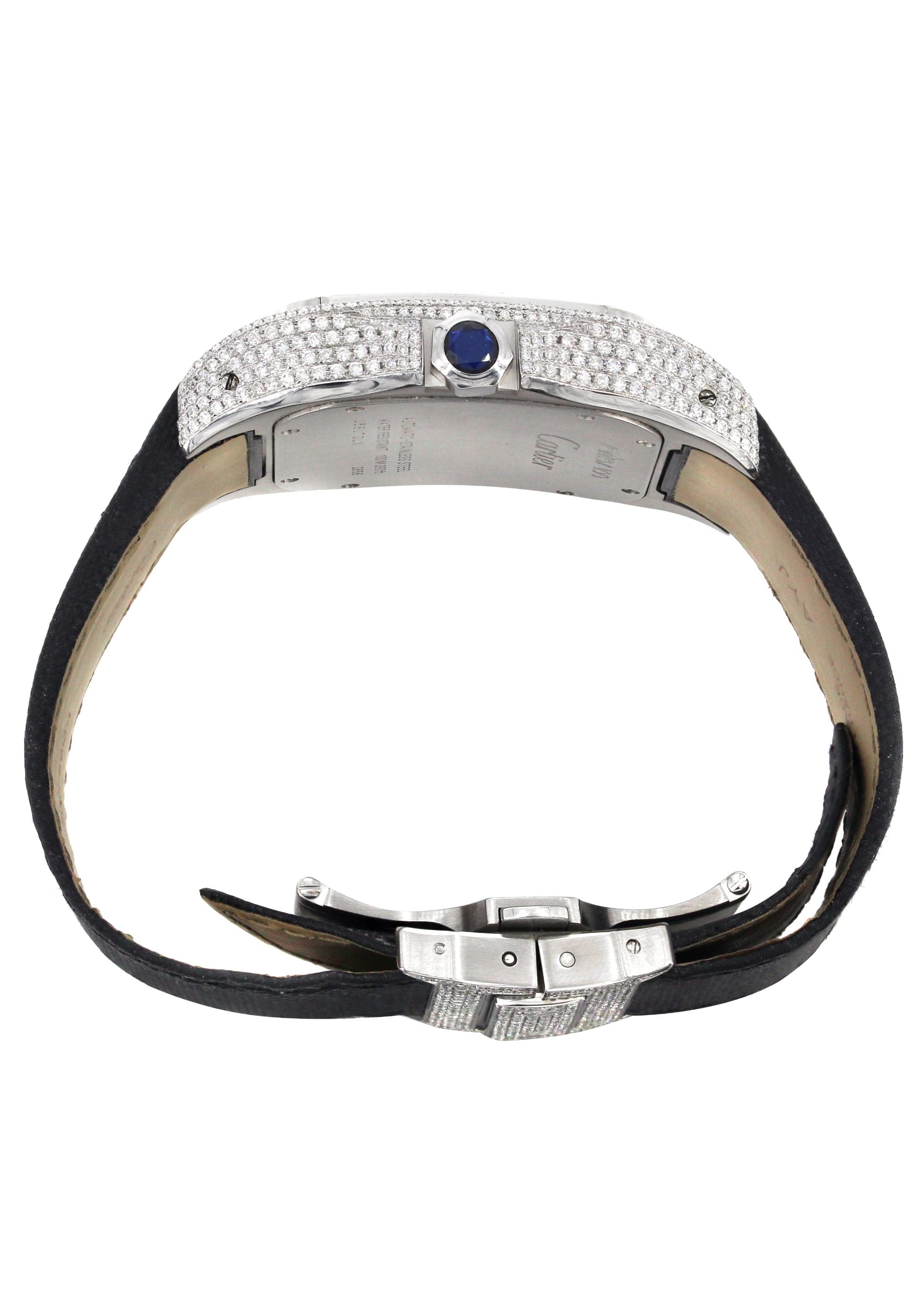 Diamond Cartier Santos 100 | Diamond Roman Dial | Diamond Case | Stainless Steel - Image 4