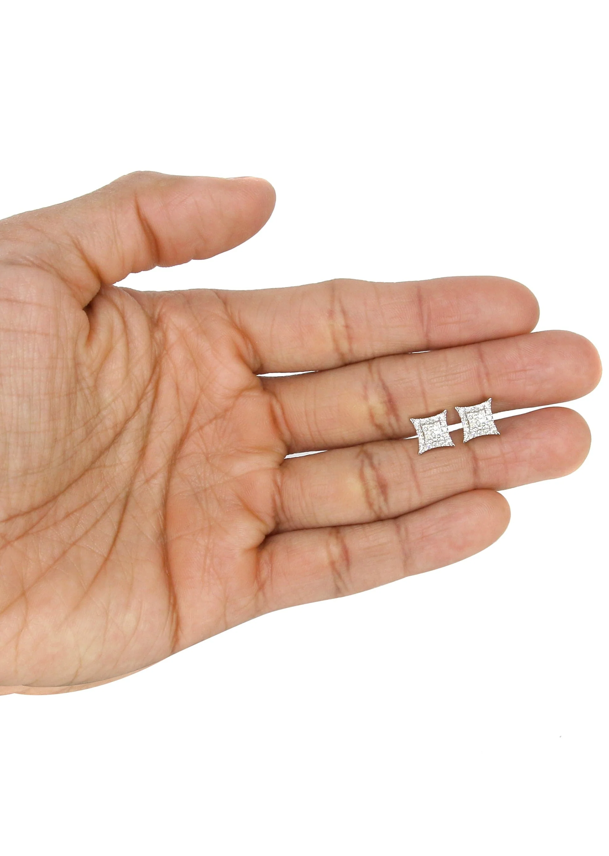 Mens Stud Diamond Earrings | 0.54 Carats 14K White Gold - Image 4