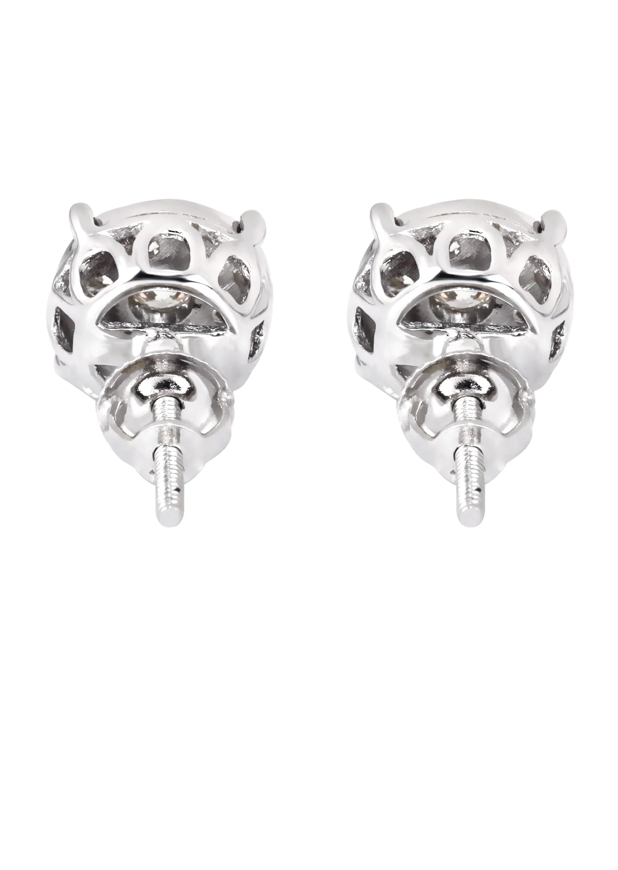 Mens Stud Diamond Earrings | 0.6 Carats 14K White Gold - Image 2