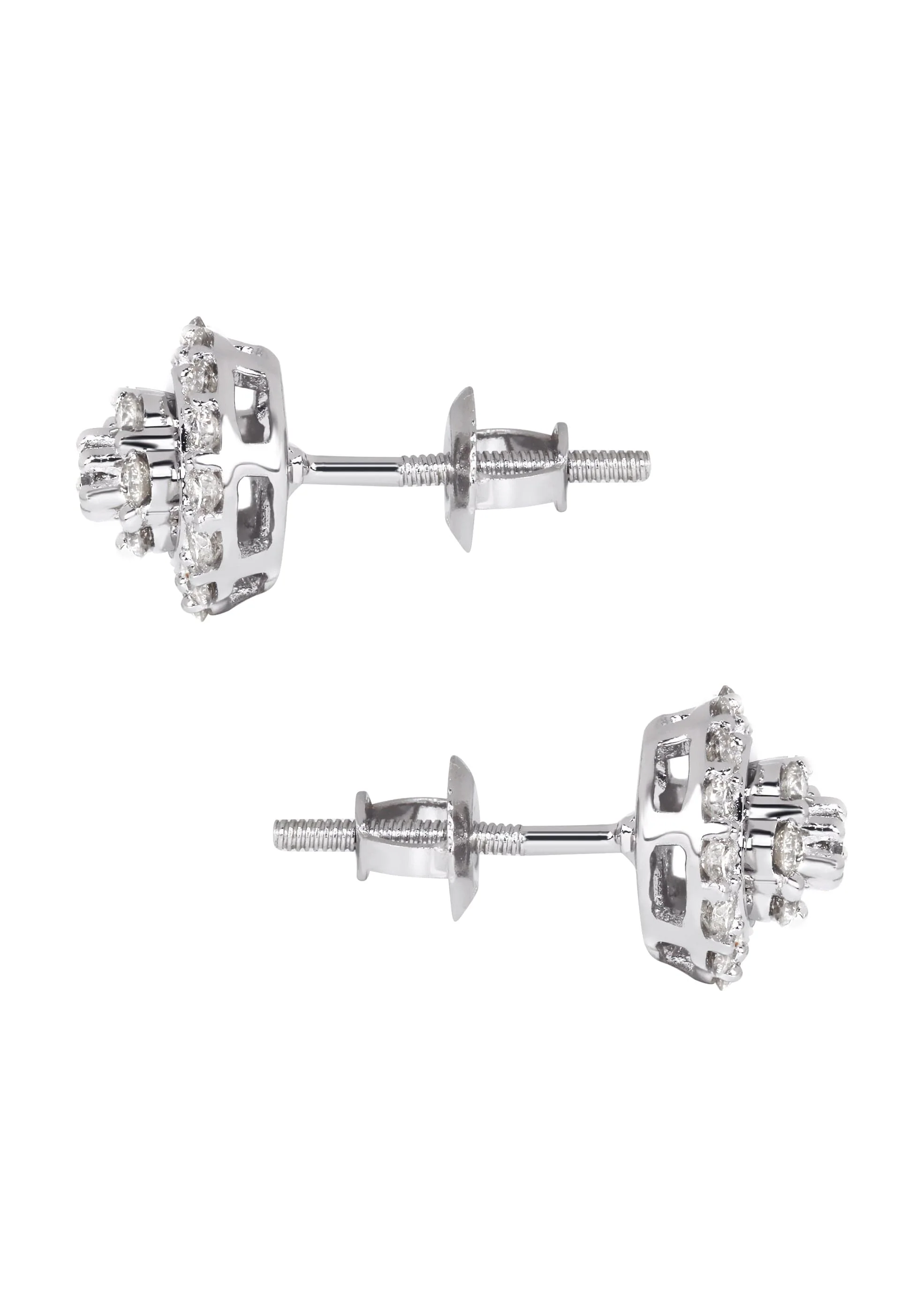 Mens Stud Diamond Earrings | 0.61 Carats 14K White Gold - Image 3