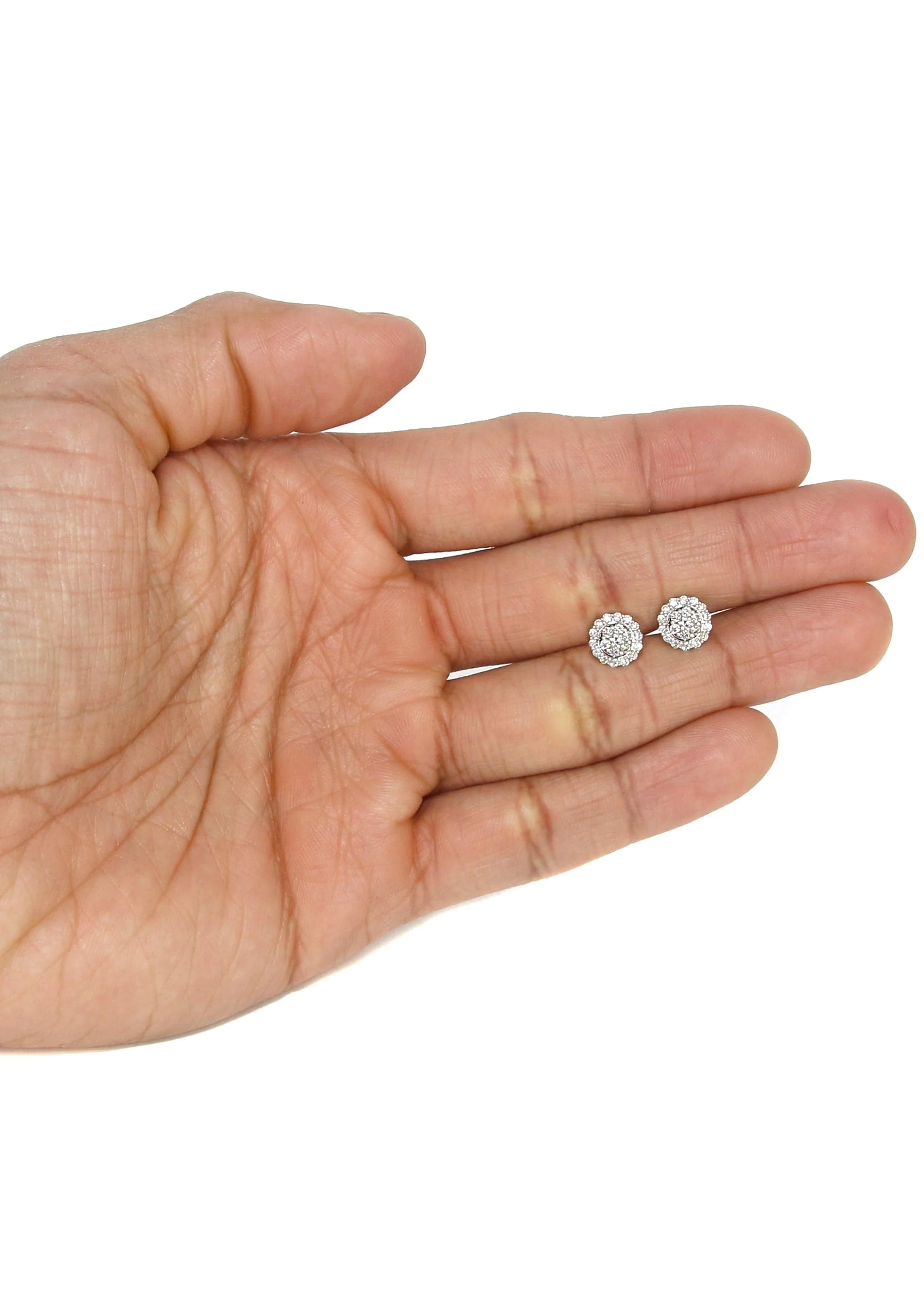 Mens Stud Diamond Earrings | 0.61 Carats 14K White Gold - Image 4