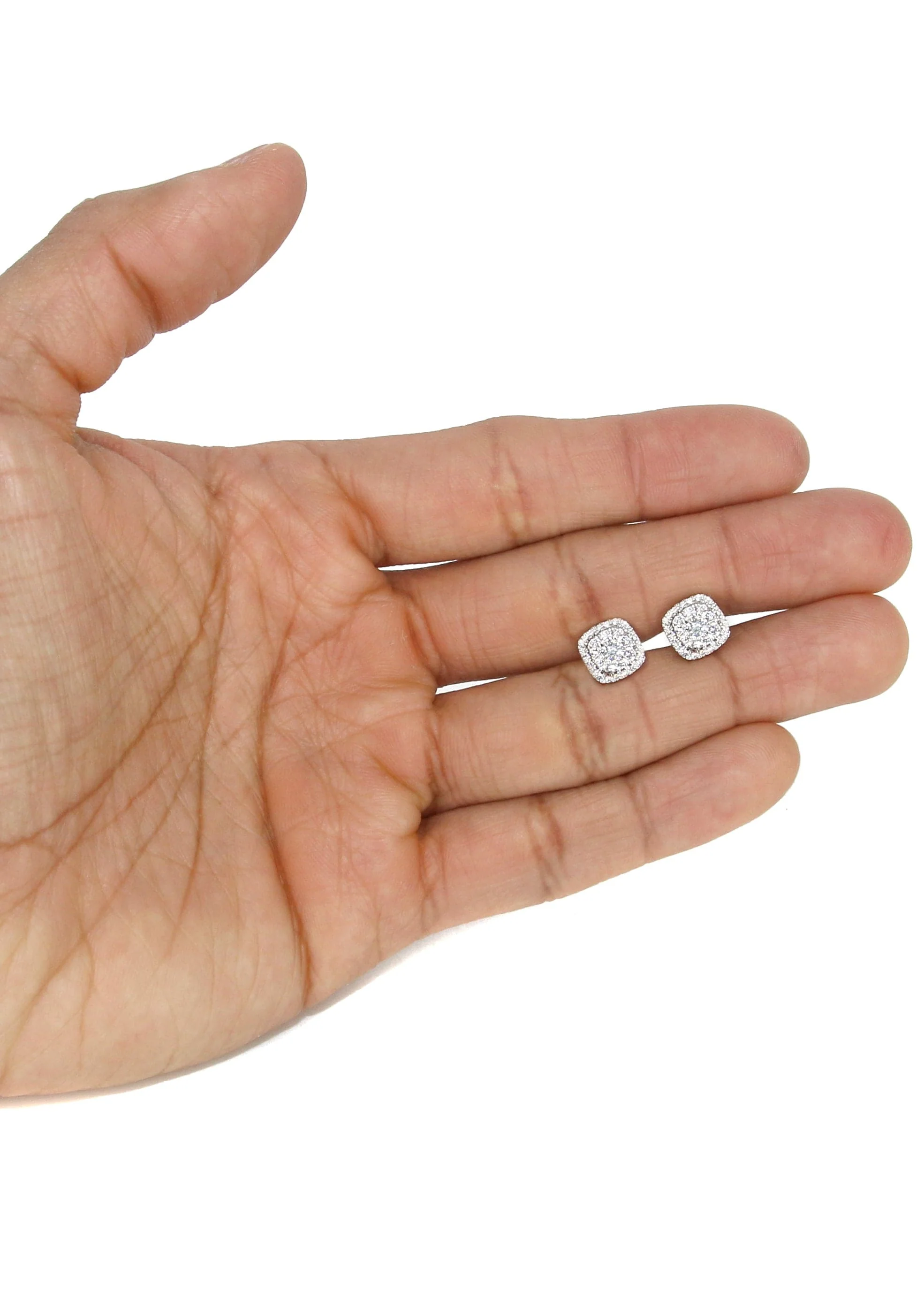Mens Stud Diamond Earrings | 0.75 Carats 14K White Gold - Image 4