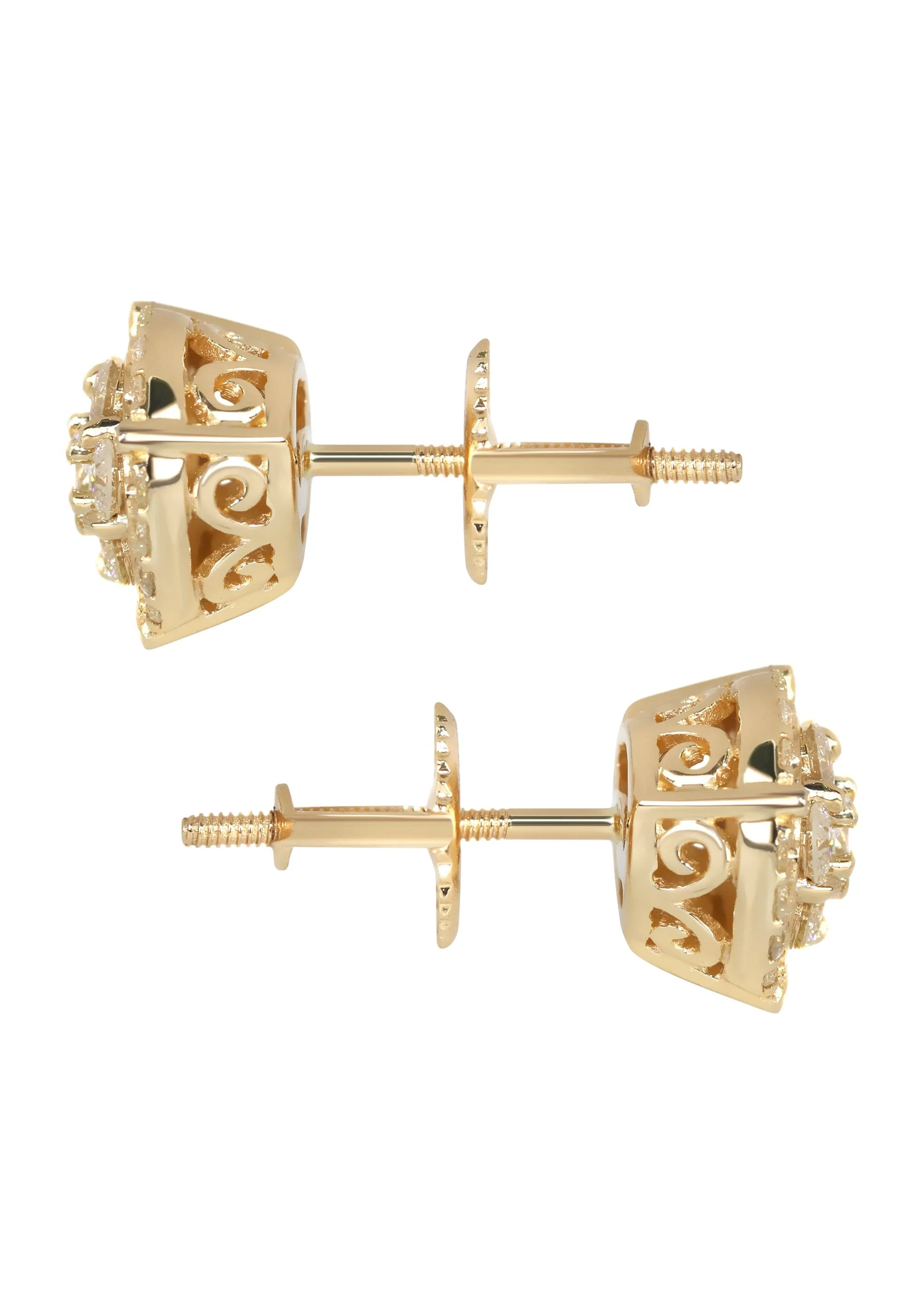 Mens Stud Diamond Earrings | 0.85 Carats 14K Yellow Gold - Image 3