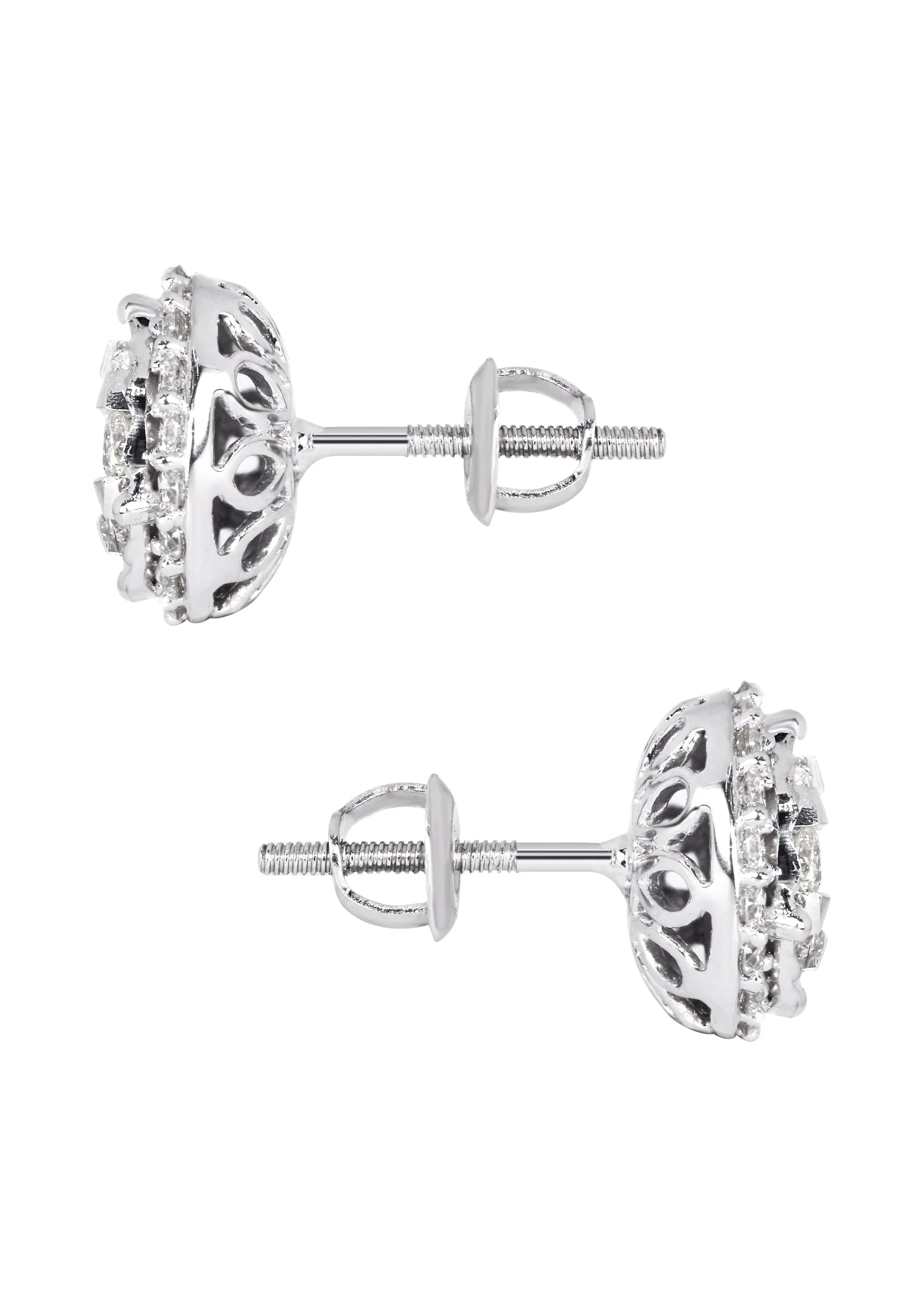 Mens Stud Diamond Earrings | 0.85 Carats 14K White Gold - Image 3