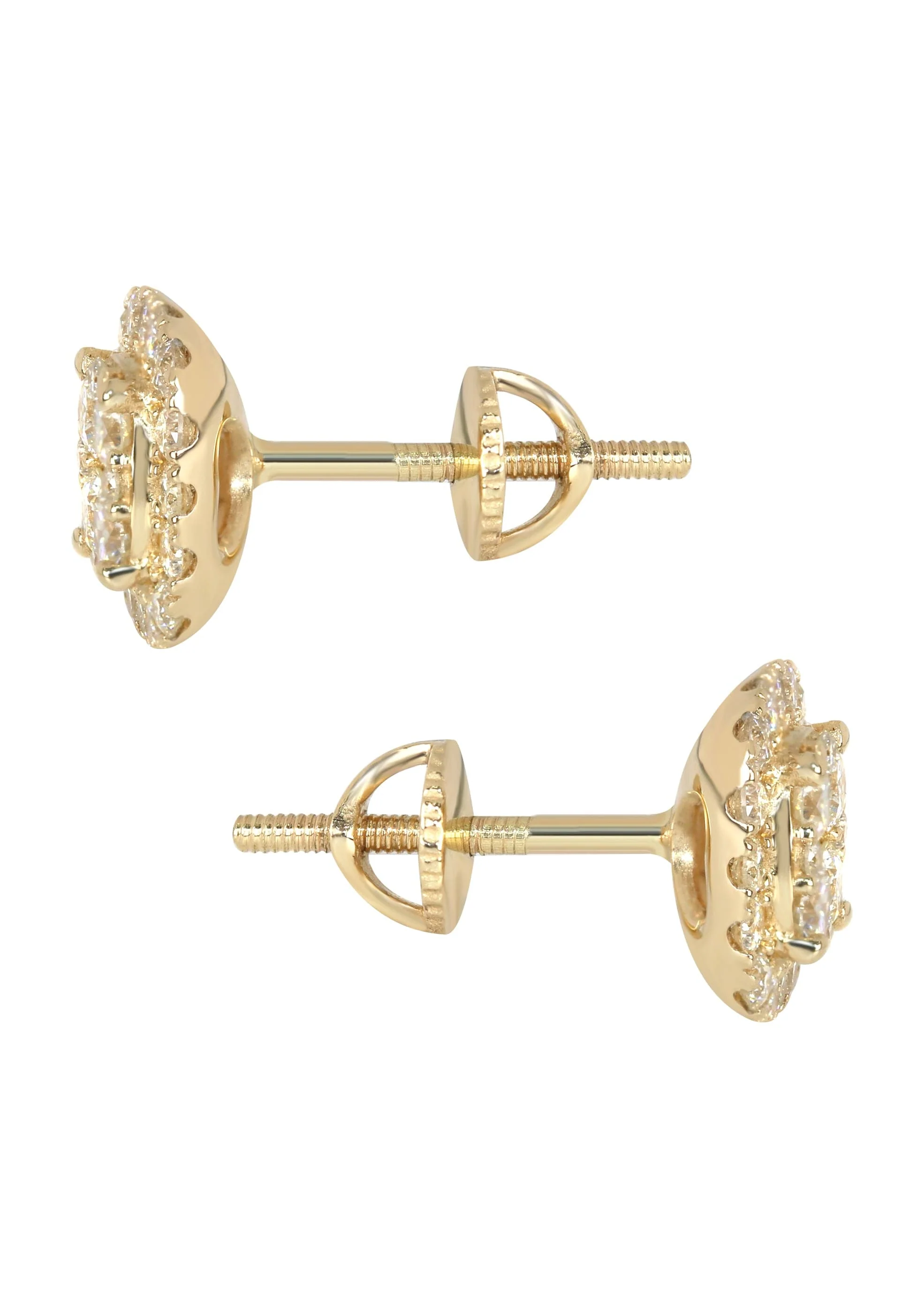 Mens Stud Diamond Earrings | 0.91 Carats 14K Yellow Gold - Image 3