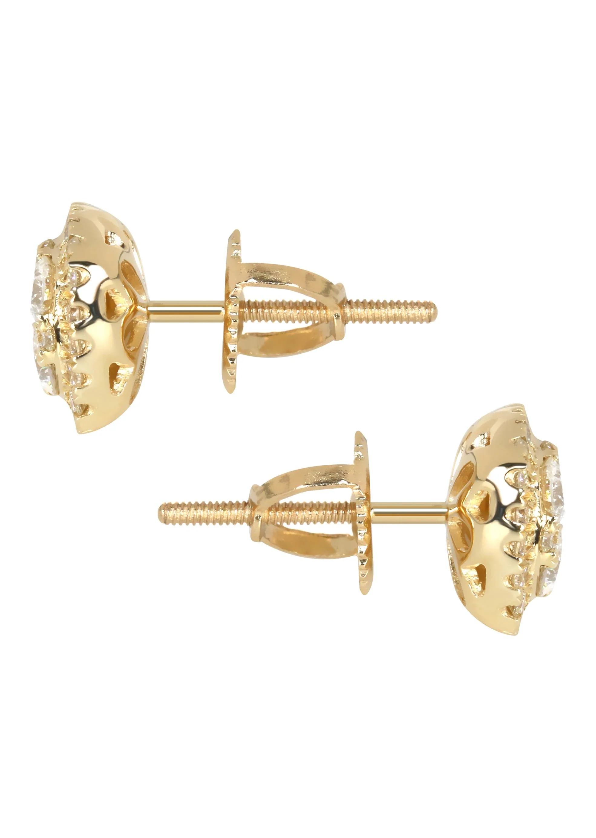 Mens Stud Diamond Earrings | 0.95 Carats 14K Yellow Gold - Image 2