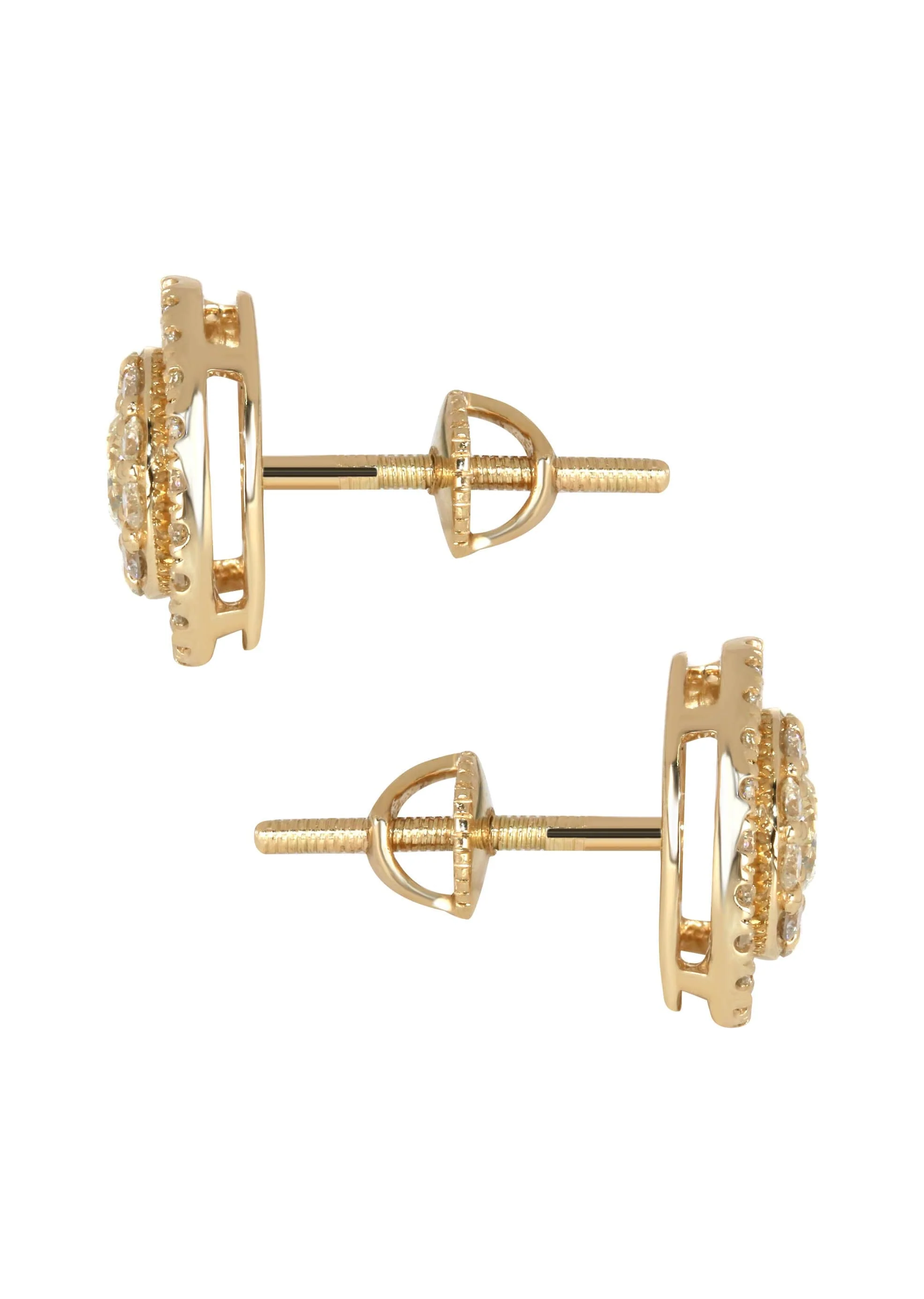 Mens Stud Diamond Earrings | 1.04 Carats 14K Yellow Gold - Image 3