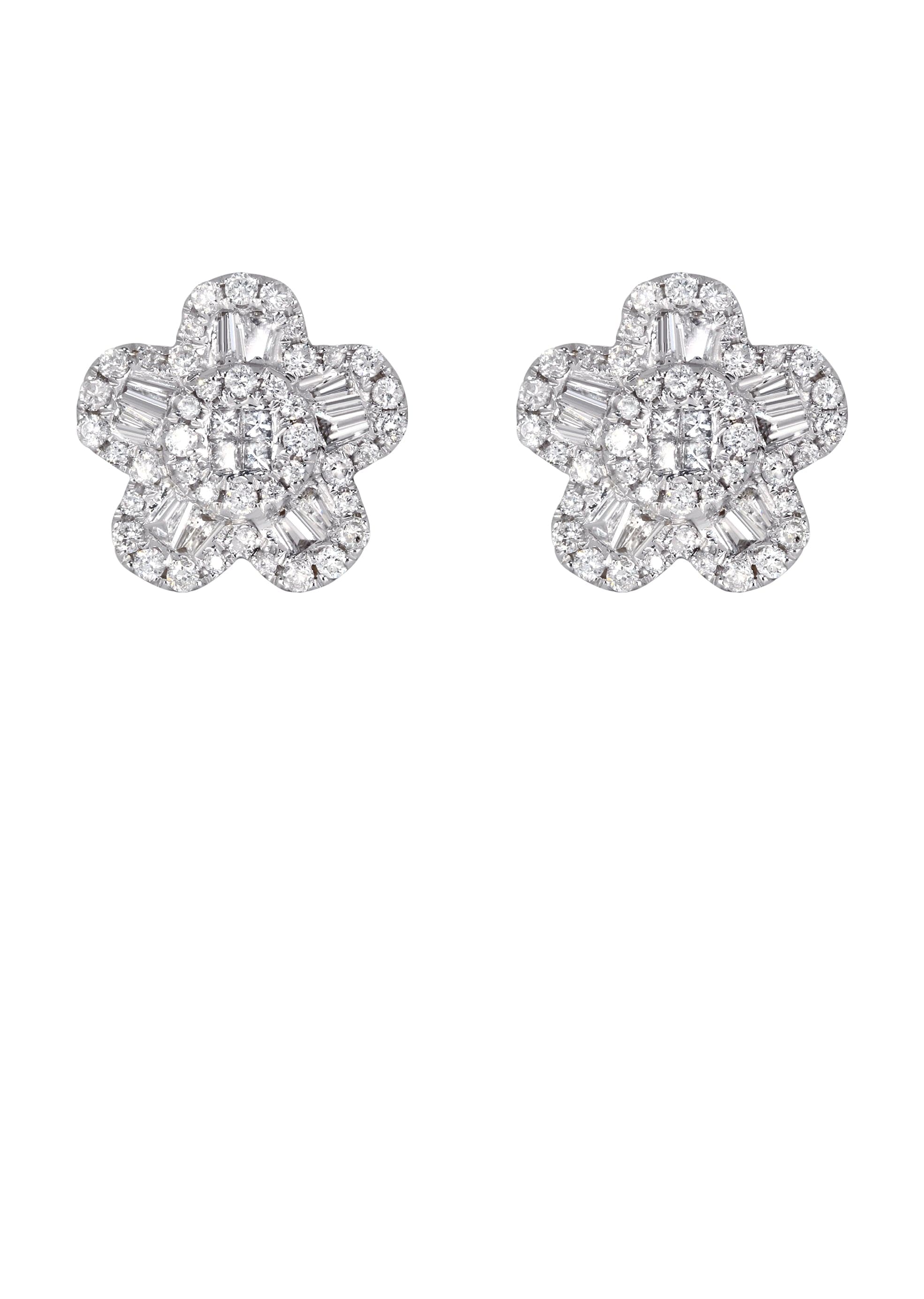 Mens Stud Diamond Earrings | 1.05 Carats 14K White Gold