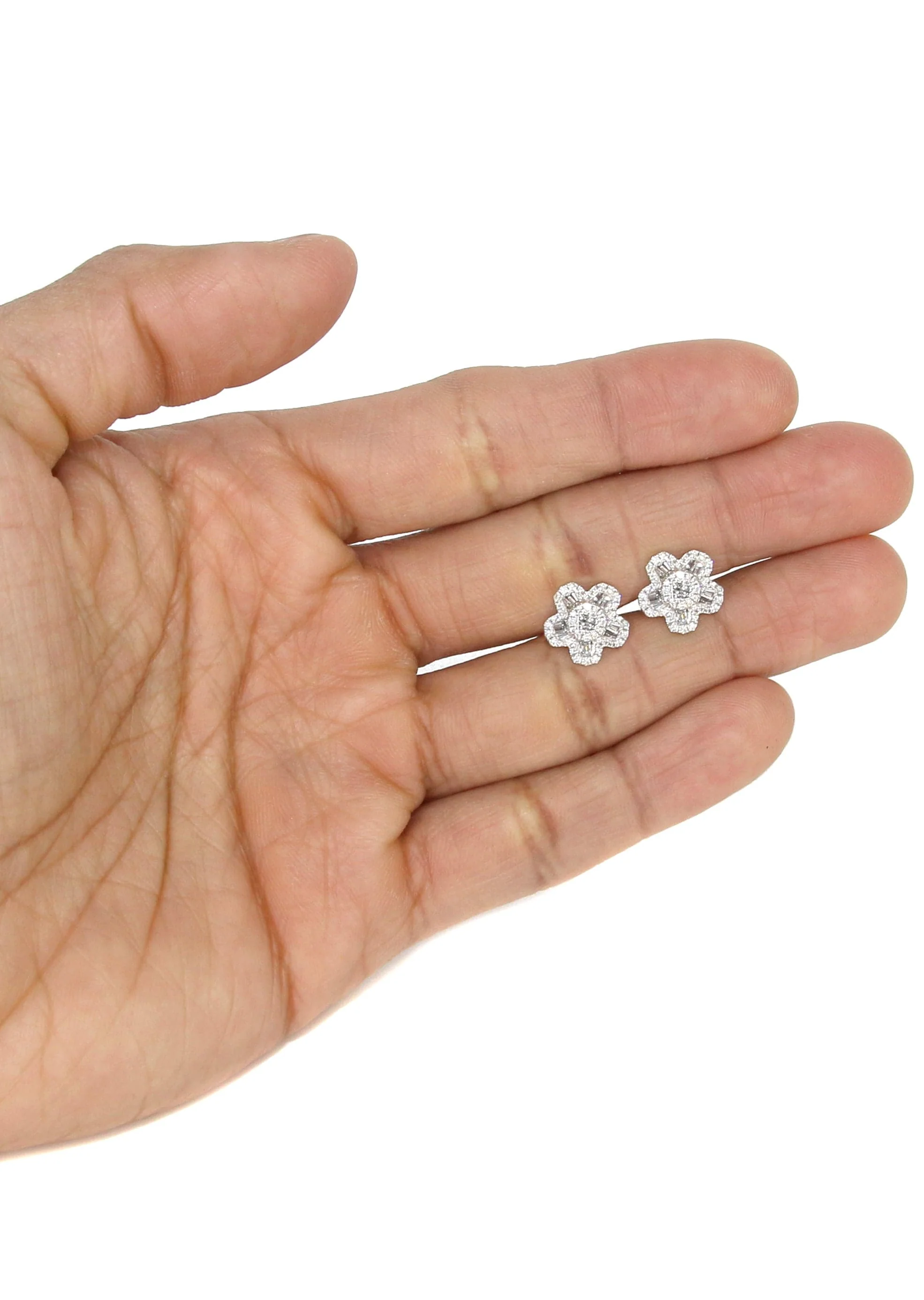 Mens Stud Diamond Earrings | 1.05 Carats 14K White Gold - Image 4