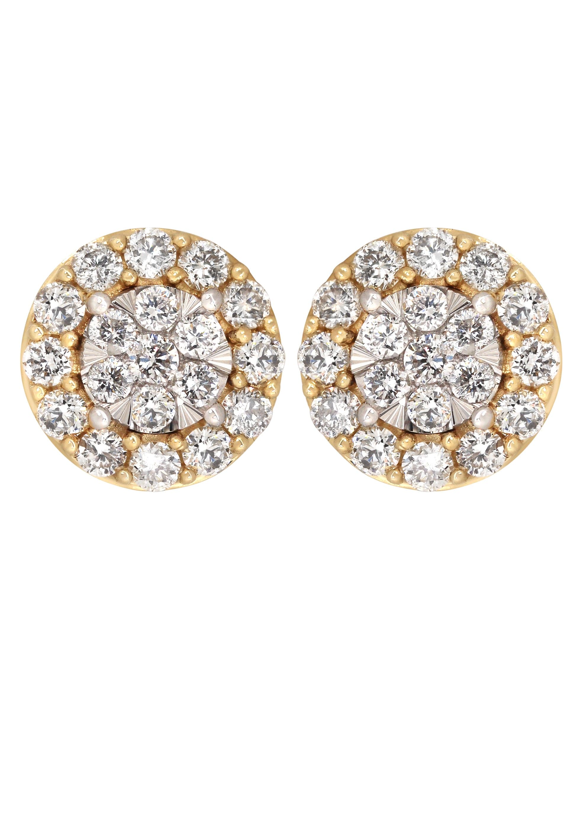 Mens Stud Diamond Earrings | 1.1 Carats 14K Yellow Gold