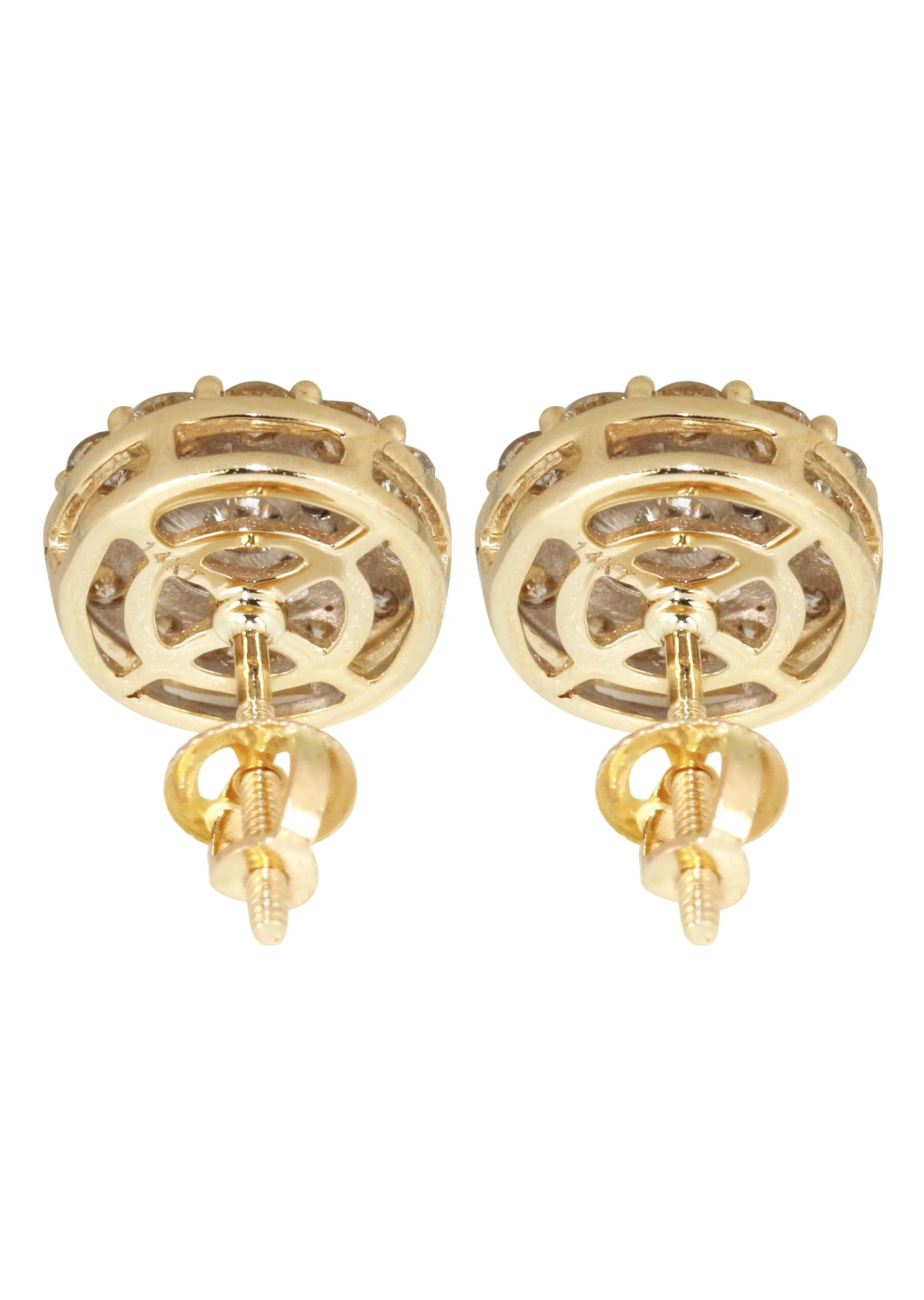 Mens Stud Diamond Earrings | 1.1 Carats 14K Yellow Gold - Image 2