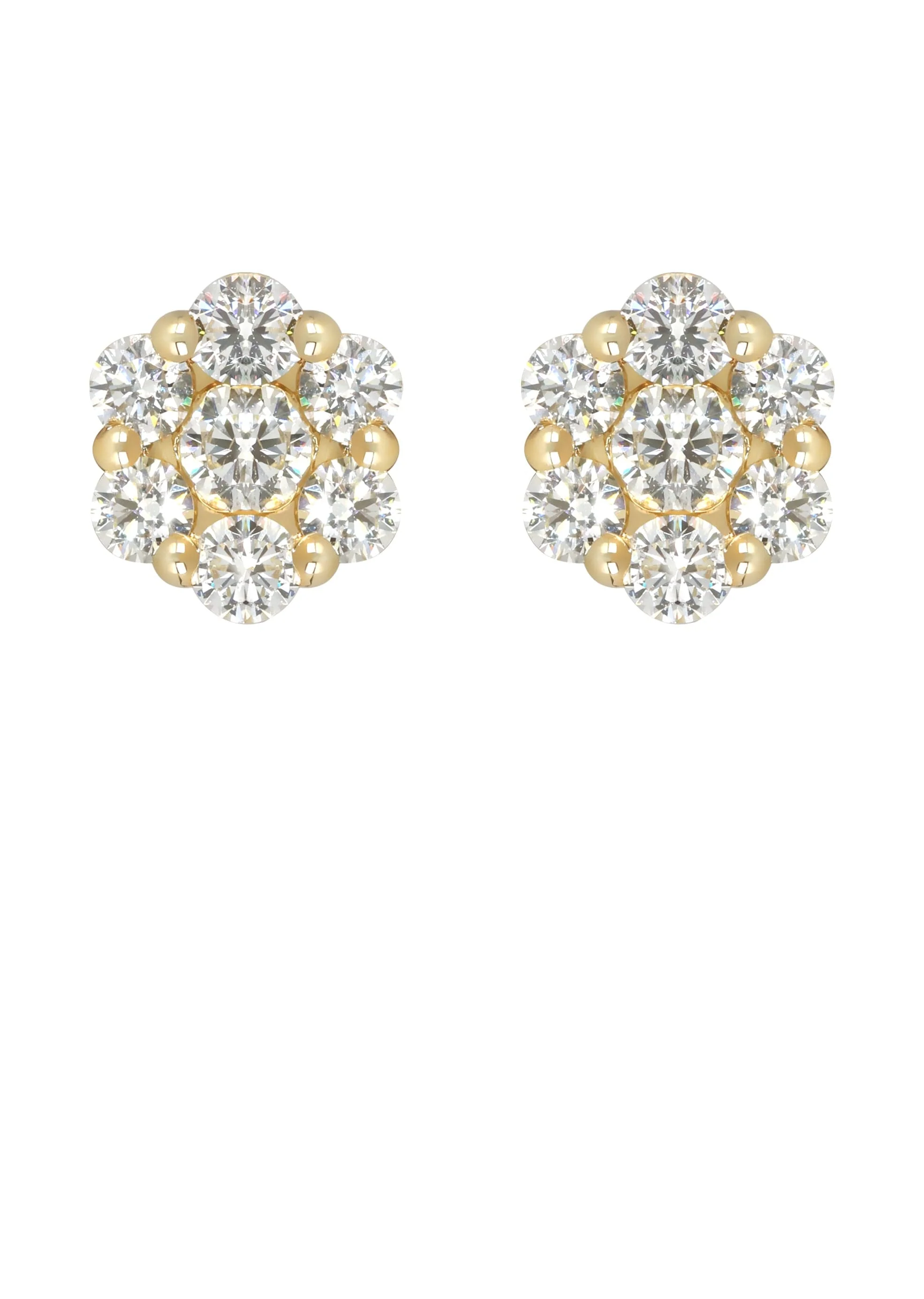 Mens Stud Diamond Earrings | 1.7 Carats 14K Yellow Gold
