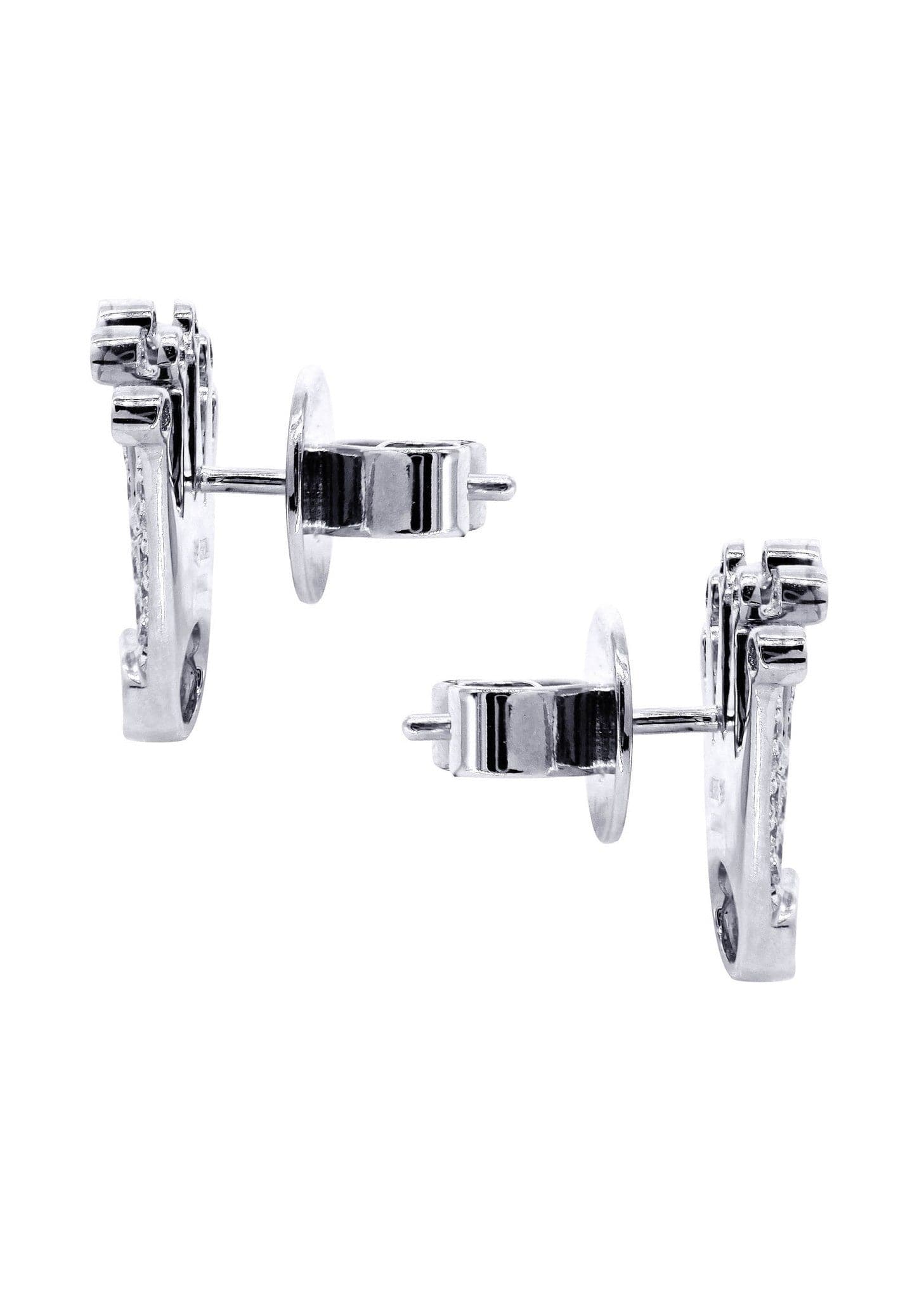 Diamond Earrings For Men |  14K White Gold  | 0.57 Carats - Image 2