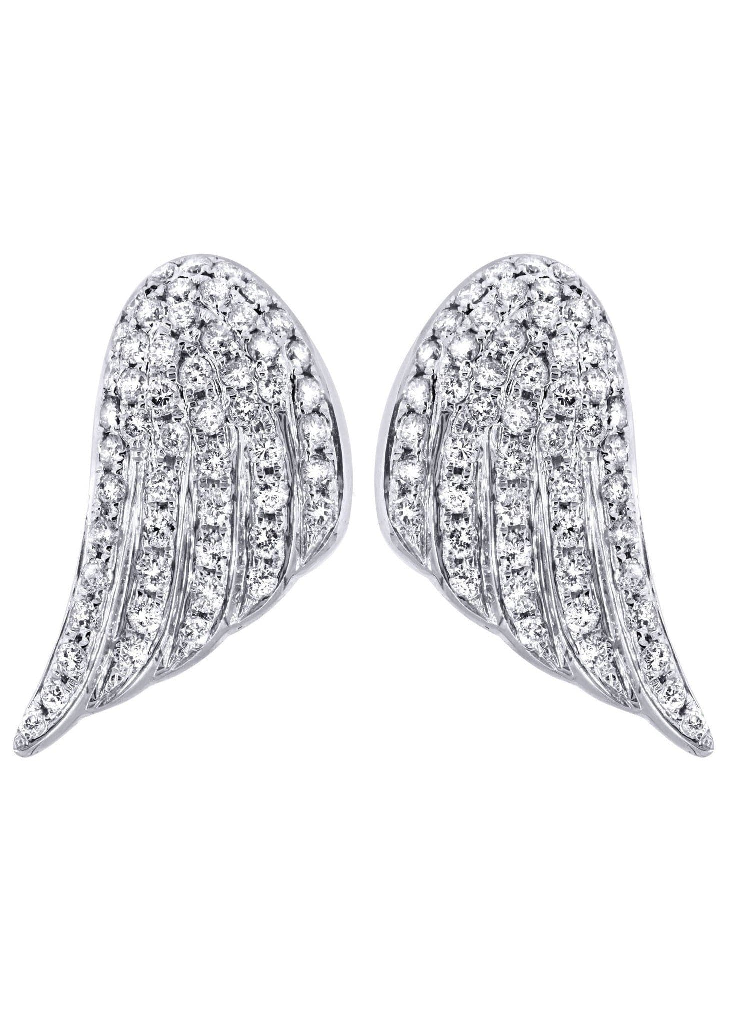 Angel Diamond Earrings For Men |  14K White Gold  | 1.56 Carats