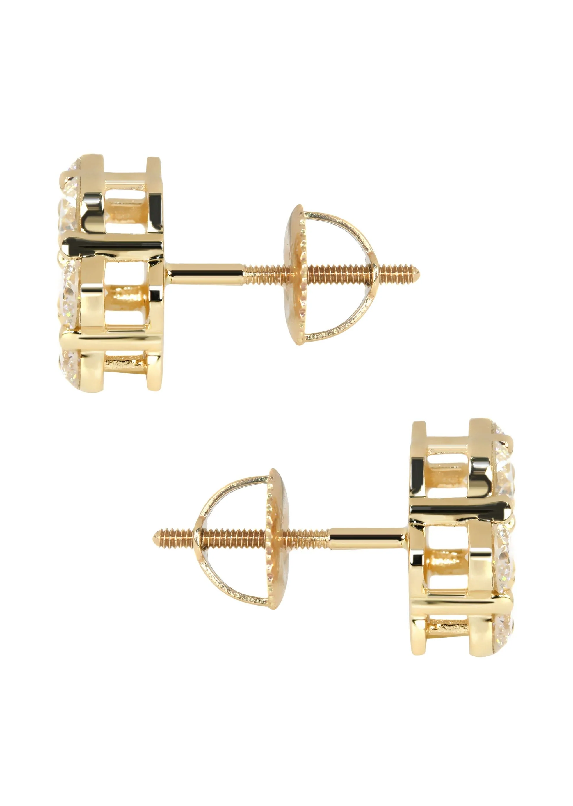 Mens Stud Diamond Earrings | 2.53 Carats 14K Yellow Gold - Image 3
