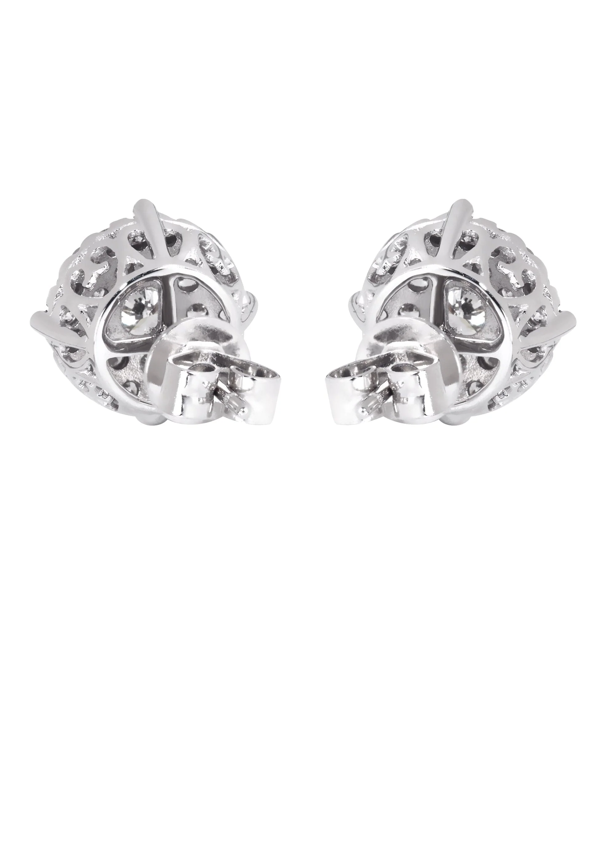Mens Stud Diamond Earrings | 1.38 Carats 14K White Gold - Image 2